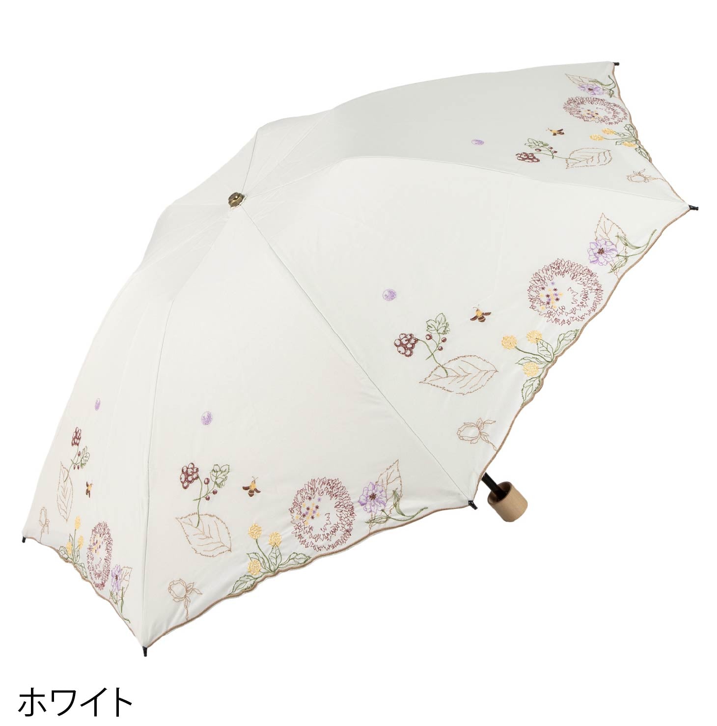 ボタニカル刺繍晴雨兼用 ミニ折りたたみ日傘