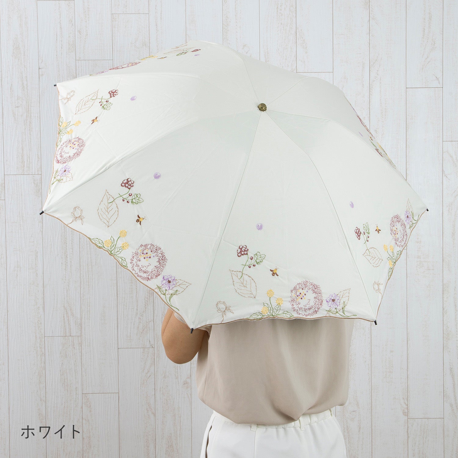 ボタニカル刺繍晴雨兼用 ミニ折りたたみ日傘