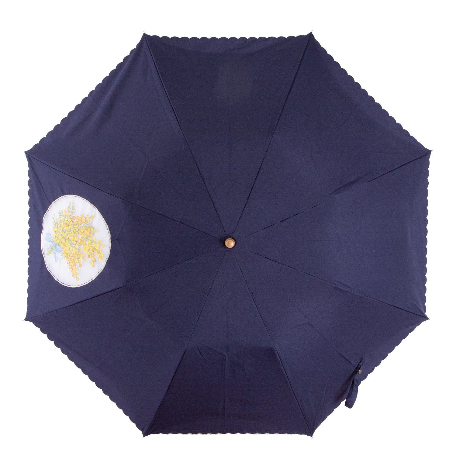 ミモザオーガンジーカットワーク刺繍かわず張り晴雨兼用ショート折りたたみ日傘