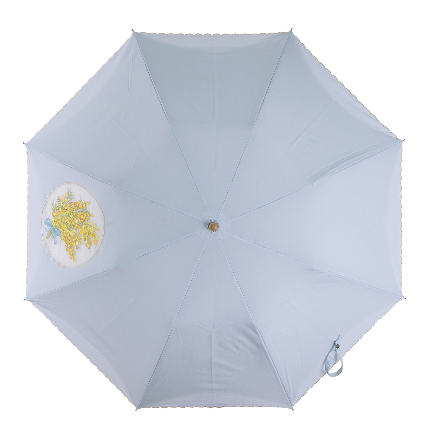 ミモザオーガンジーカットワーク刺繍かわず張り晴雨兼用ショート折りたたみ日傘