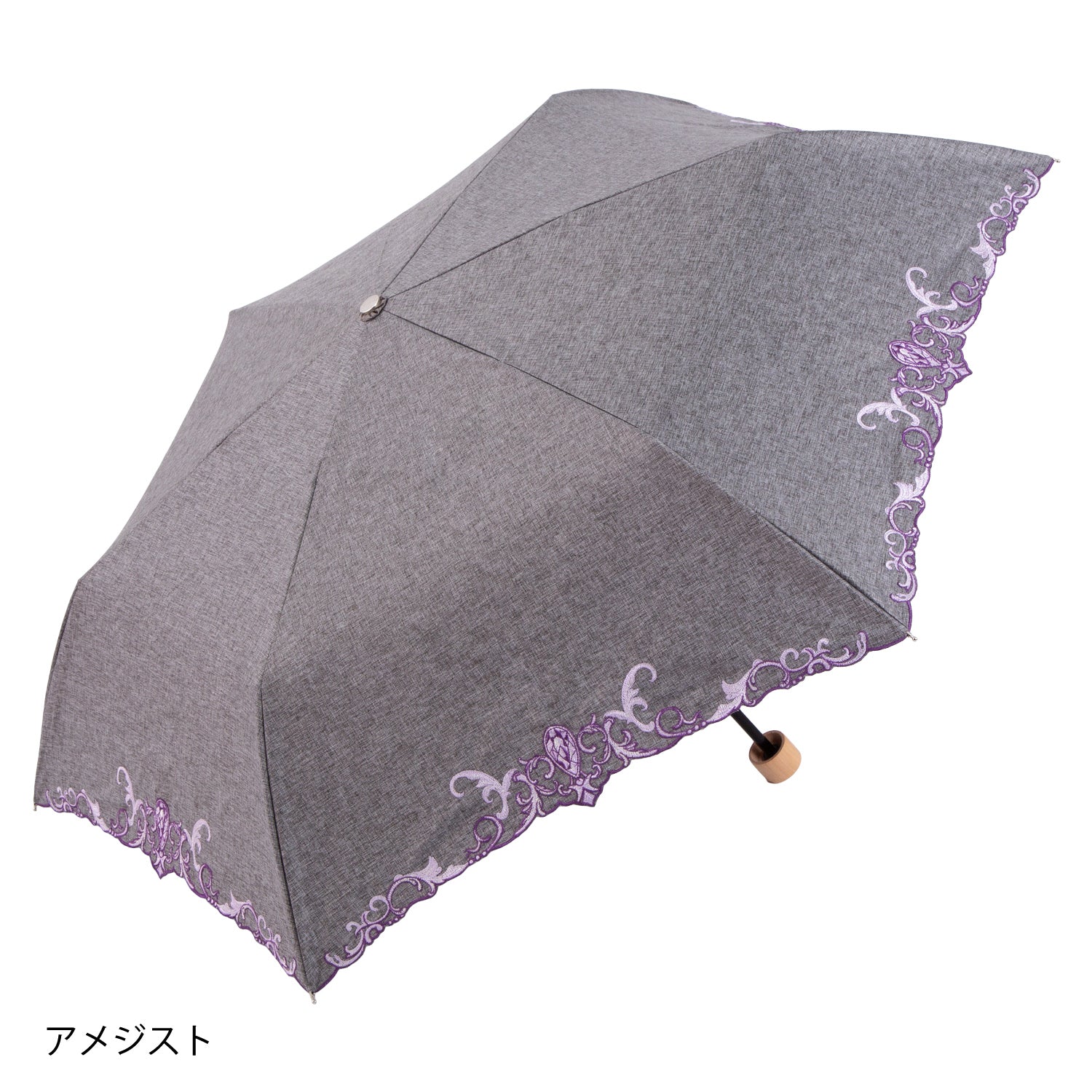 ジュエリー刺繍晴雨兼用軽量ミニ折りたたみ日傘