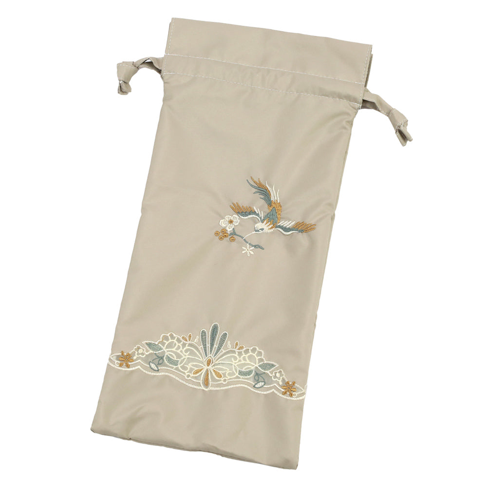 花鳥オーガンジーカットワーク 刺繍かわず張り晴雨兼用 ショート折日傘