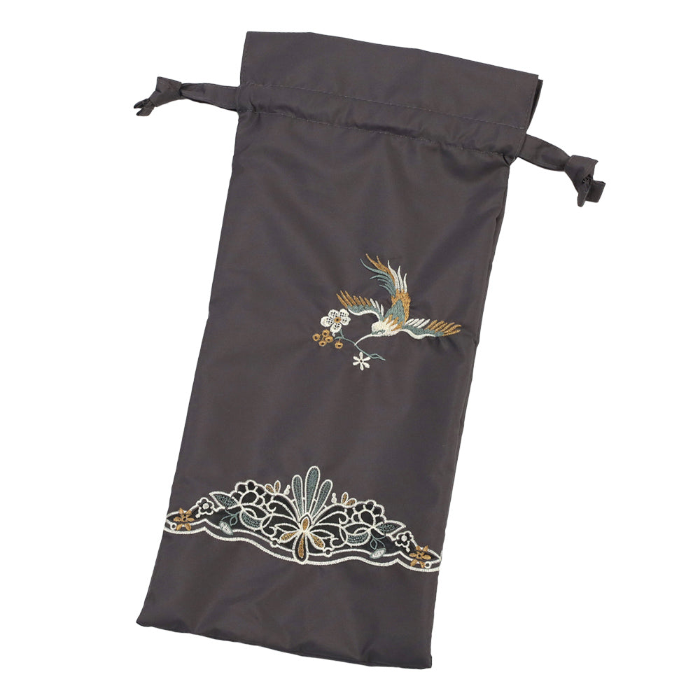 花鳥オーガンジーカットワーク 刺繍かわず張り晴雨兼用 ショート折日傘