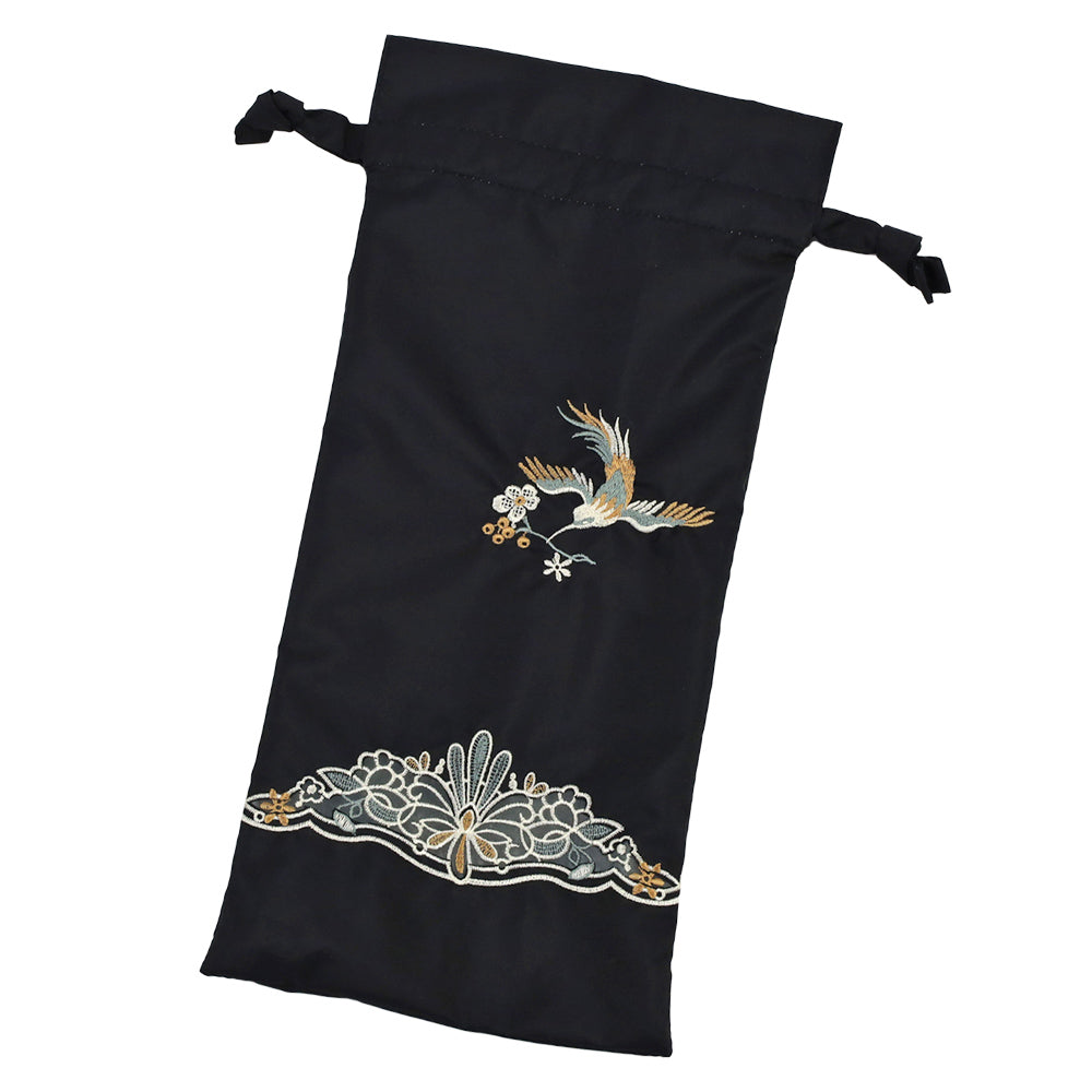 花鳥オーガンジーカットワーク 刺繍かわず張り晴雨兼用 ショート折日傘