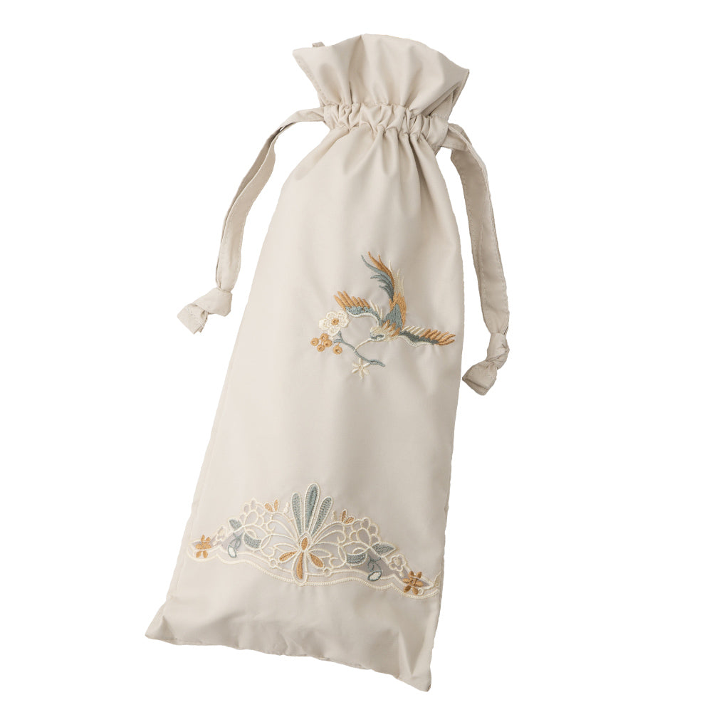 花鳥オーガンジーカットワーク 刺繍かわず張り晴雨兼用 ショート折日傘