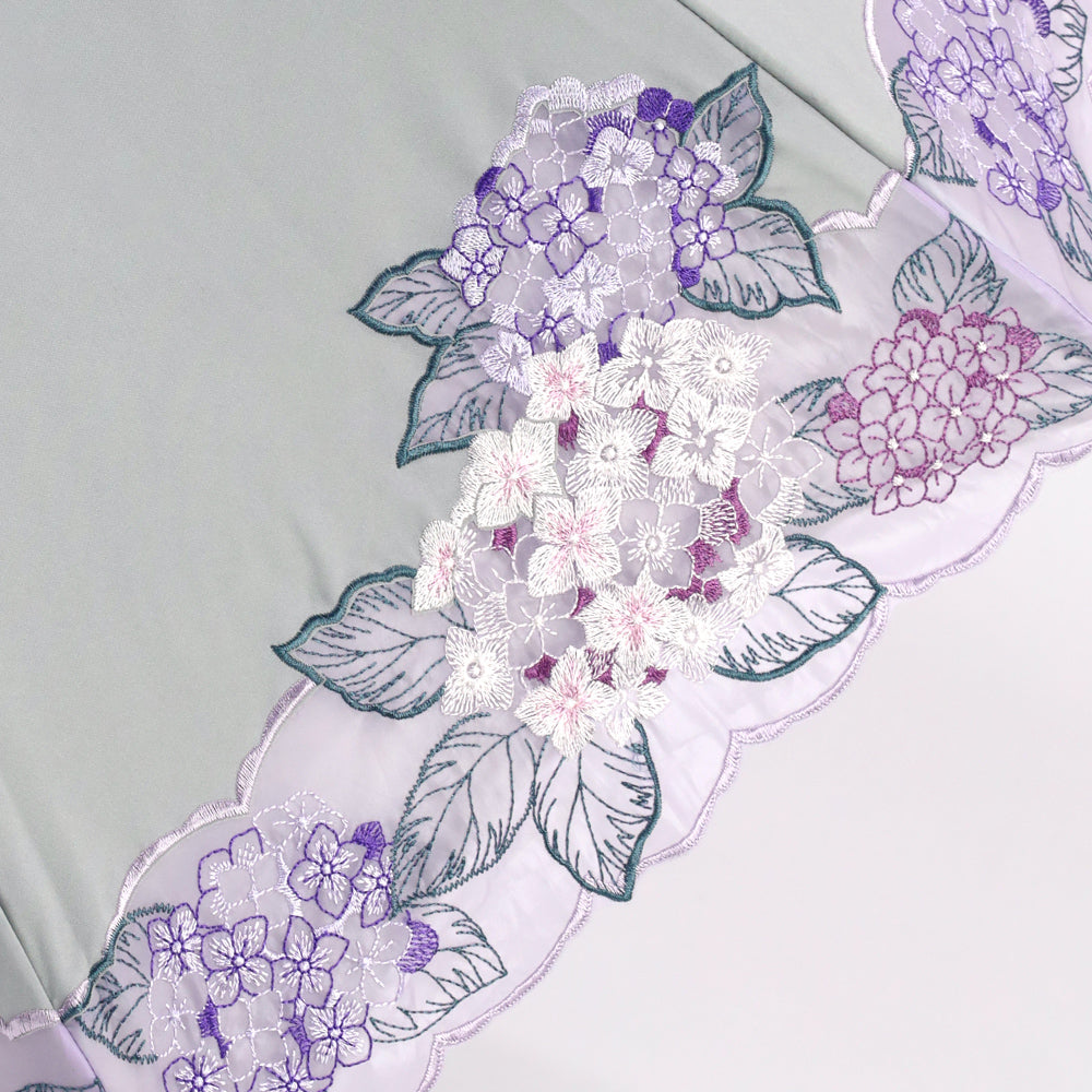 紫陽花オーガンジー カットワーク刺繍かわず張り 晴雨兼用長日傘