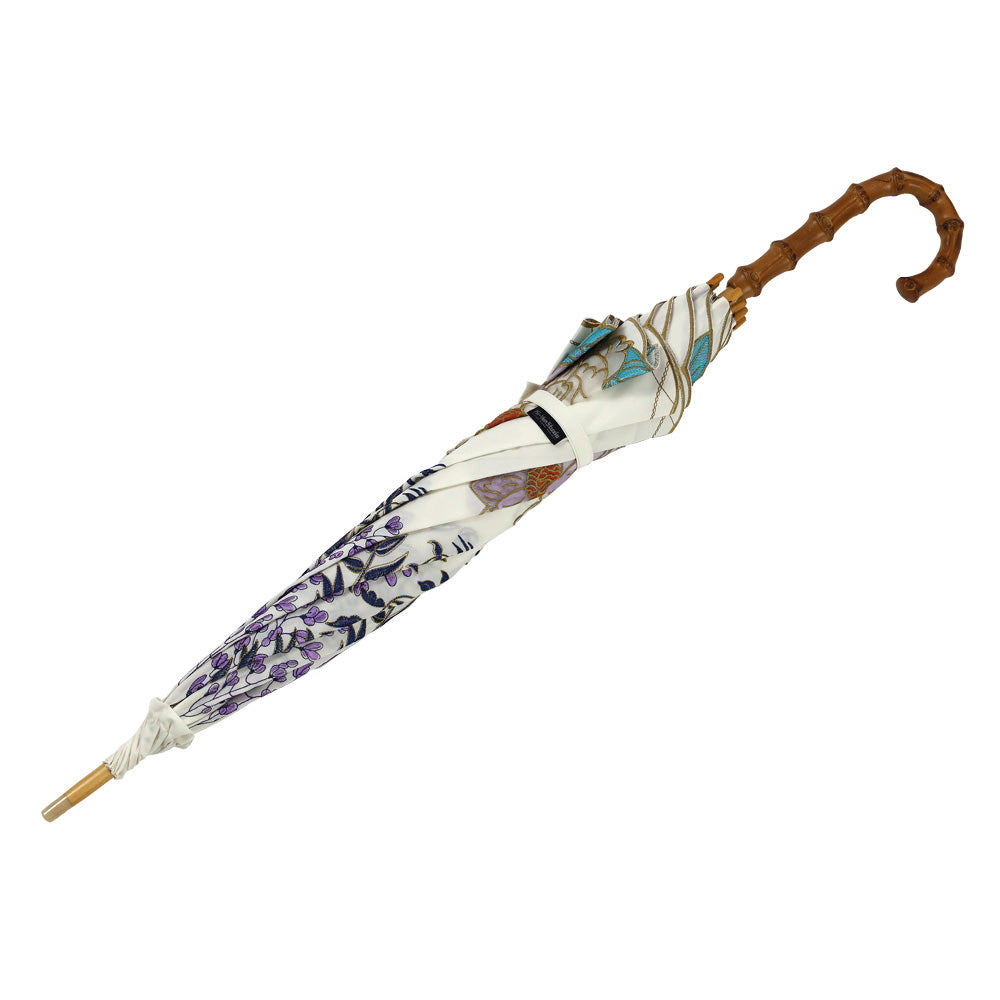 Kiyan蓮花・牡丹オーガンジーカットワーク刺繍 かわず張り長日傘