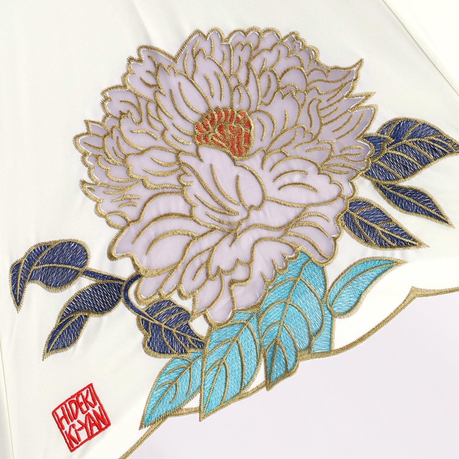 Kiyan蓮花・牡丹オーガンジーカットワーク刺繍 かわず張り長日傘