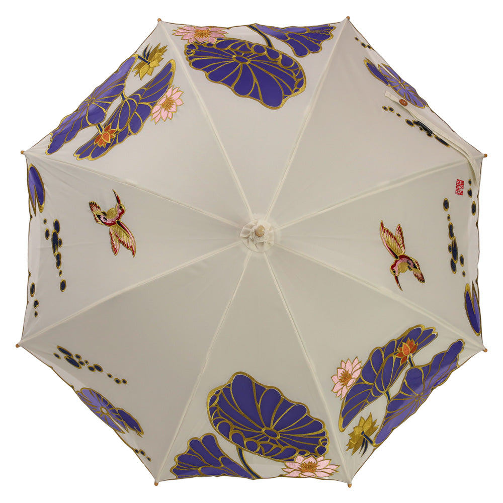 Kiyan蓮花・牡丹オーガンジーカットワーク刺繍 かわず張り長日傘