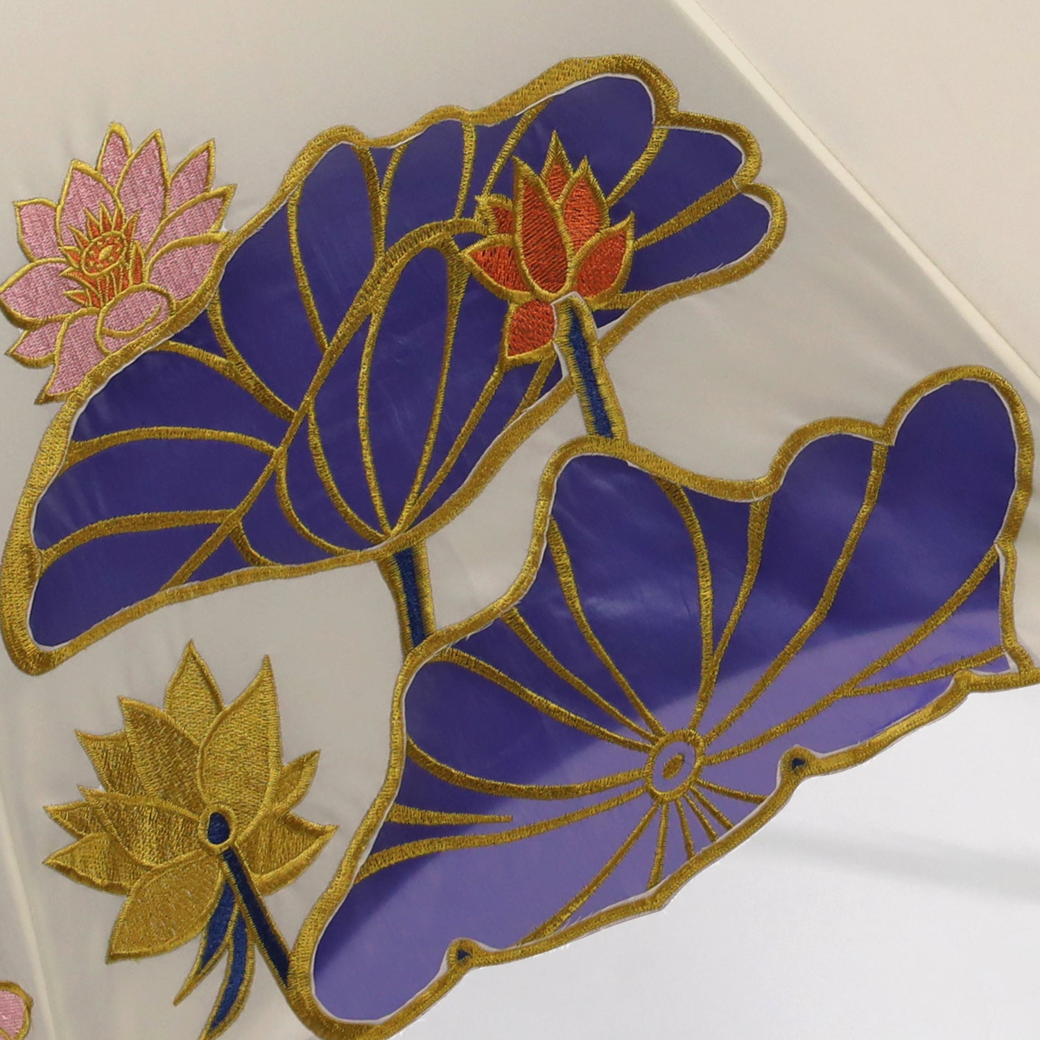 Kiyan蓮花・牡丹オーガンジーカットワーク刺繍 かわず張り長日傘