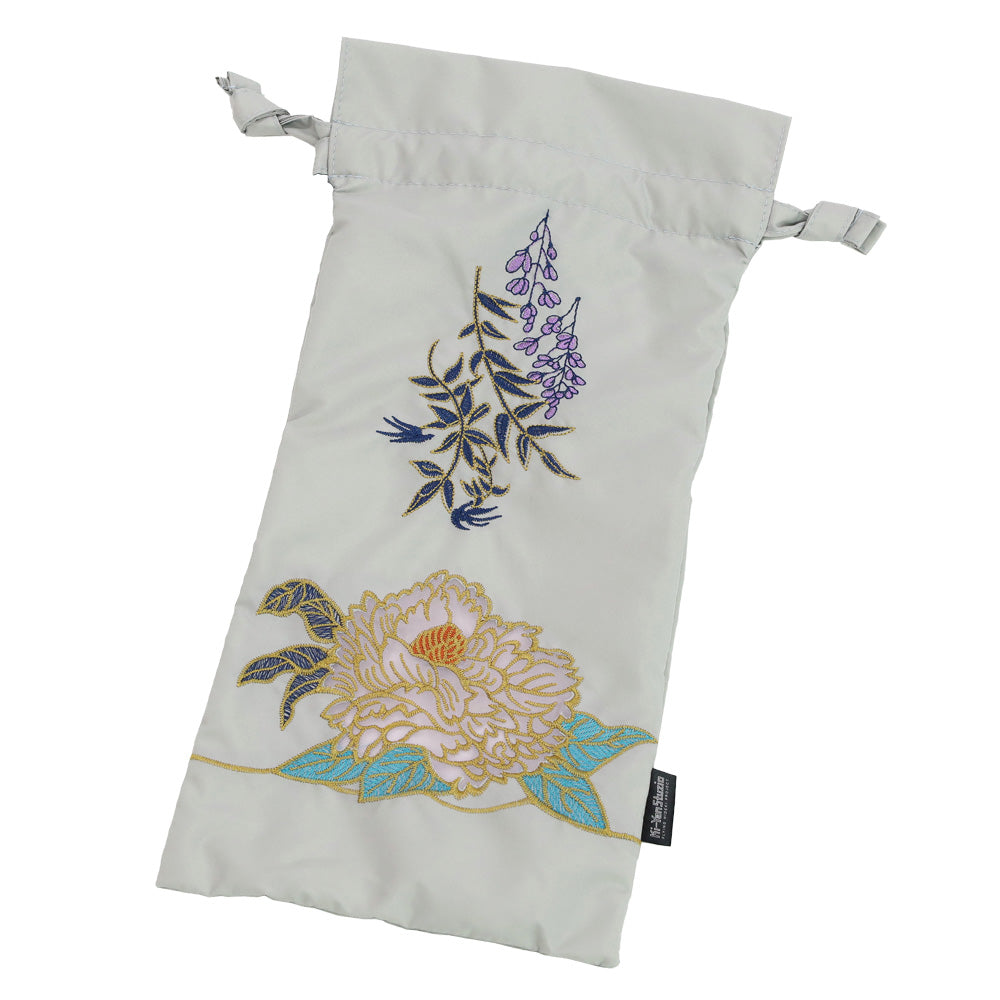 Kiyan蓮花・牡丹オーガンジーカットワーク刺繍 かわず張りショート折日傘