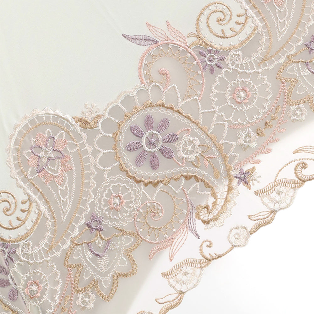 更紗ペーズリーオーガンジー カットワーク刺繍かわず張り 晴雨兼用長日傘