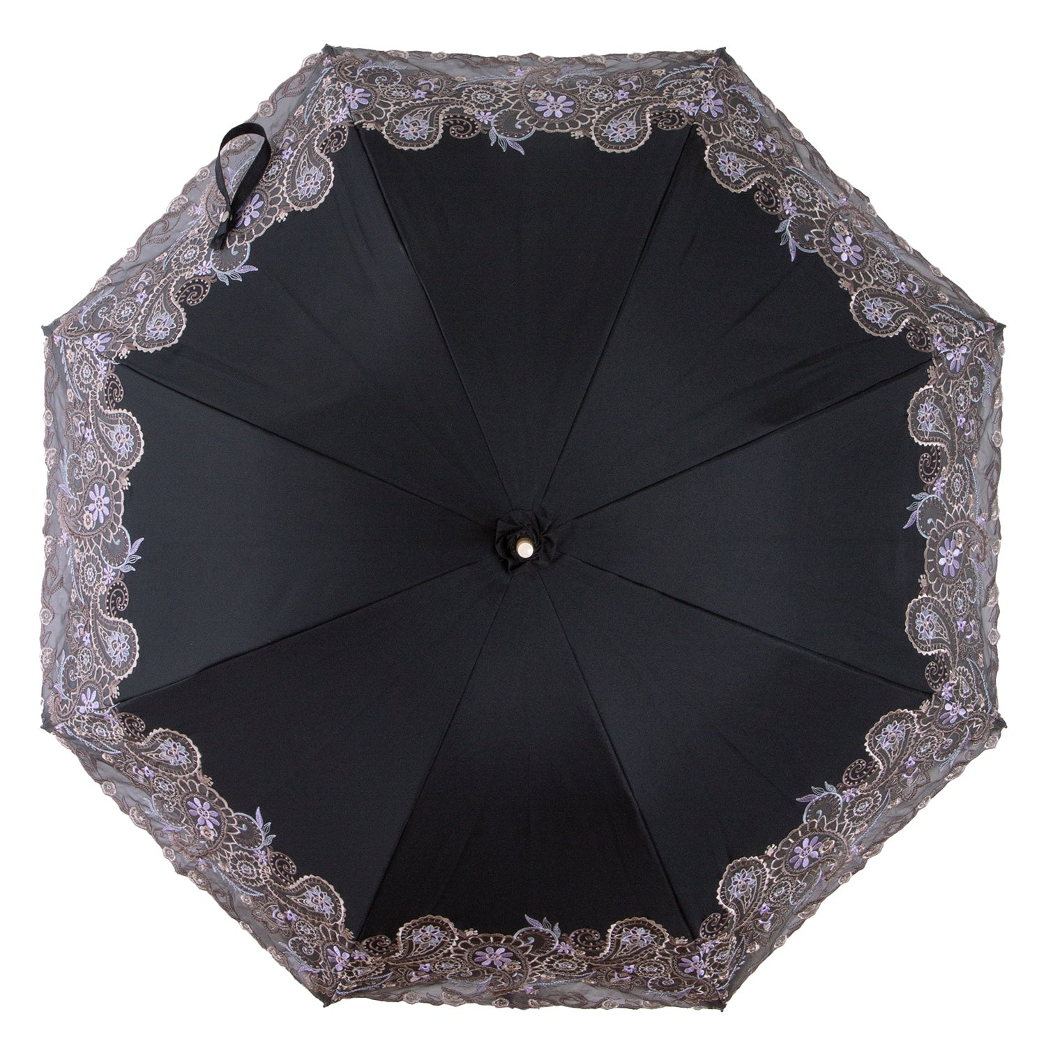 更紗ペーズリーオーガンジー カットワーク刺繍かわず張り 晴雨兼用長日傘