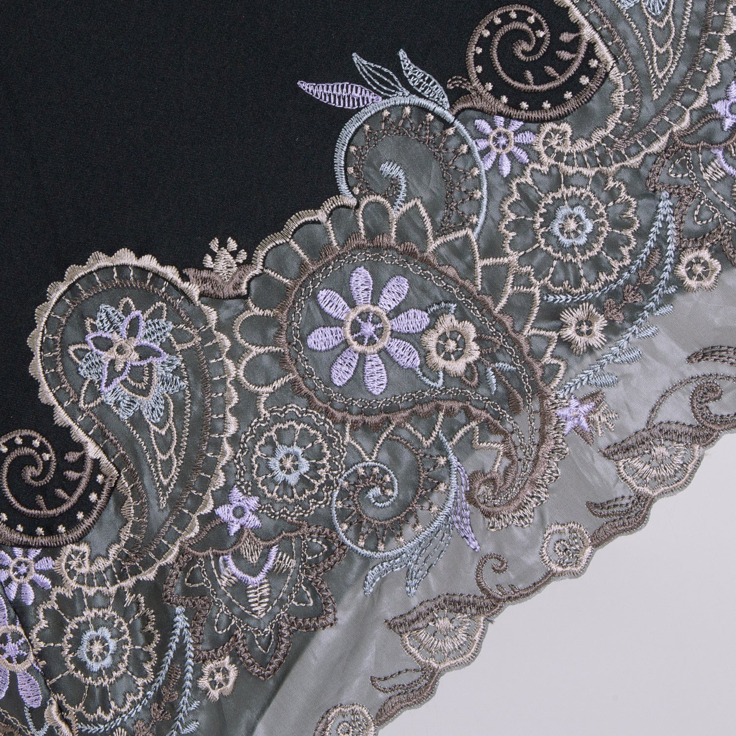 更紗ペーズリーオーガンジー カットワーク刺繍かわず張り 晴雨兼用長日傘