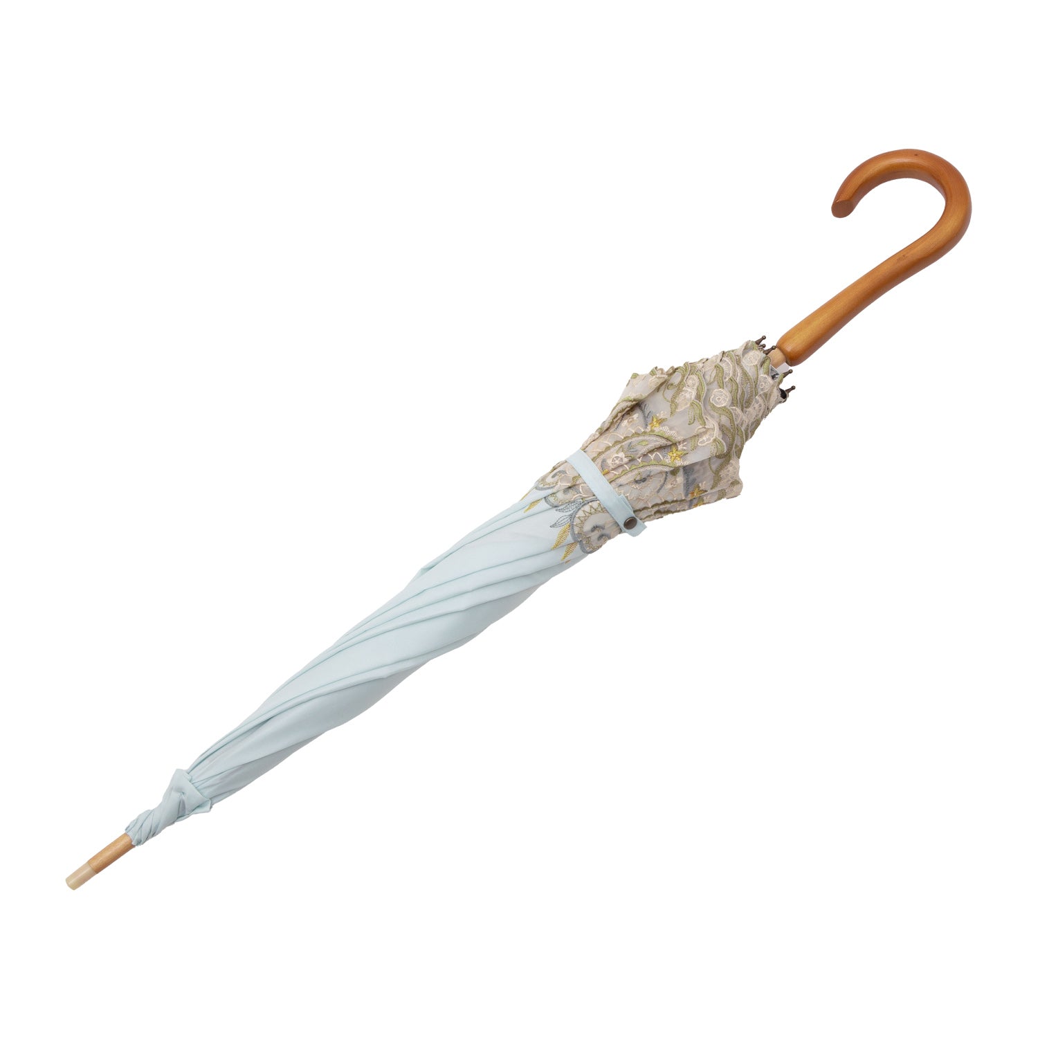 更紗ペーズリーオーガンジー カットワーク刺繍かわず張り 晴雨兼用長日傘