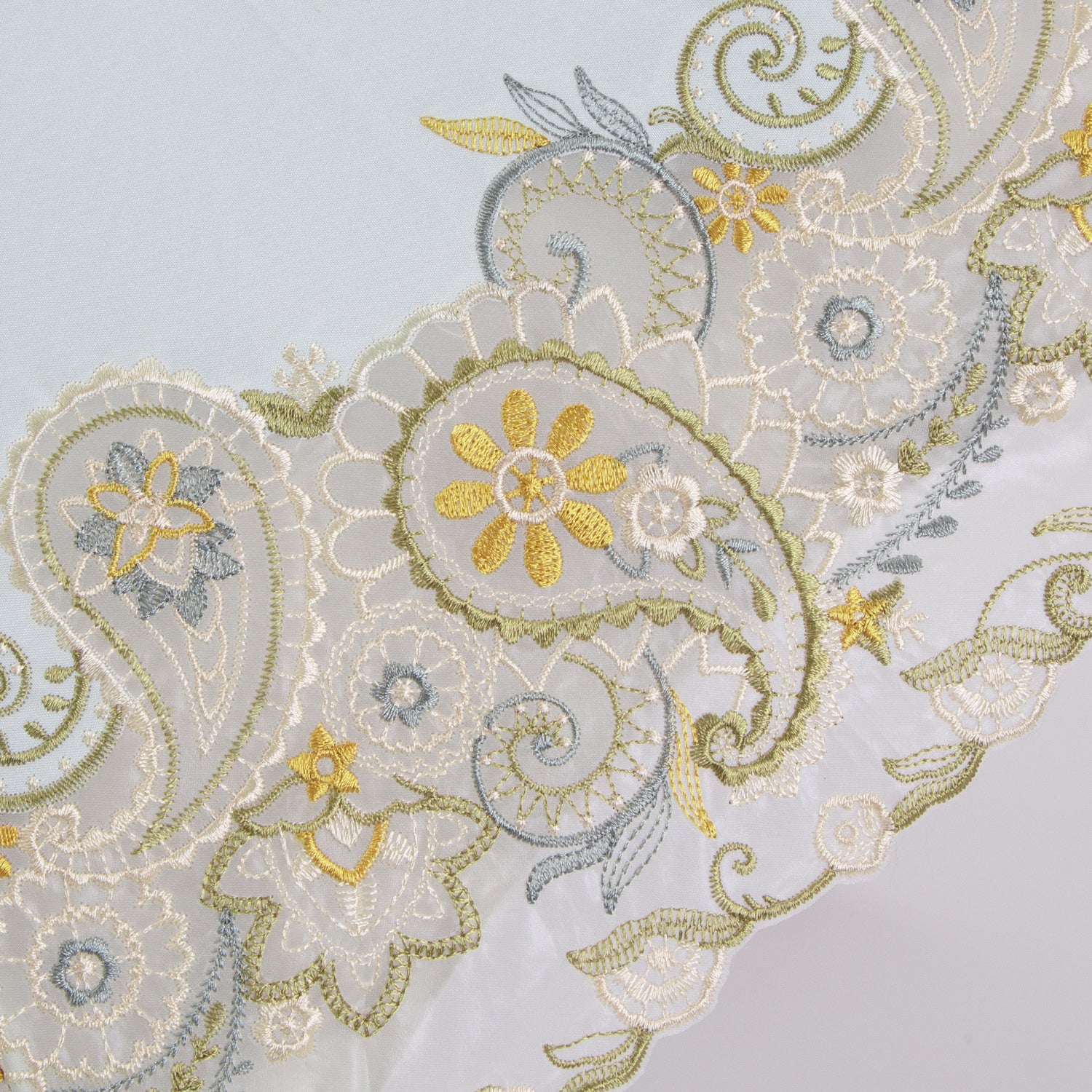 更紗ペーズリーオーガンジー カットワーク刺繍かわず張り 晴雨兼用長日傘