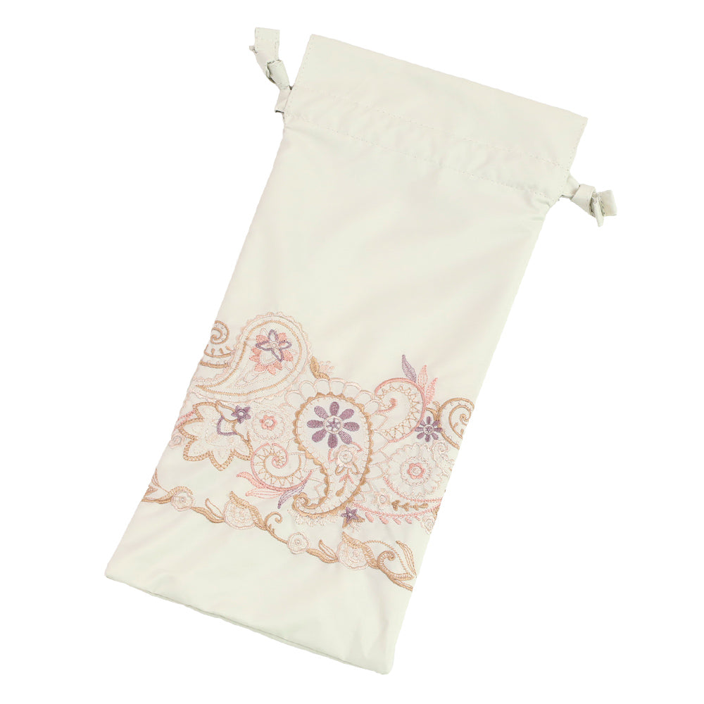 更紗ペーズリーオーガンジー カットワーク刺繍かわず張り 晴雨兼用ショート折日傘