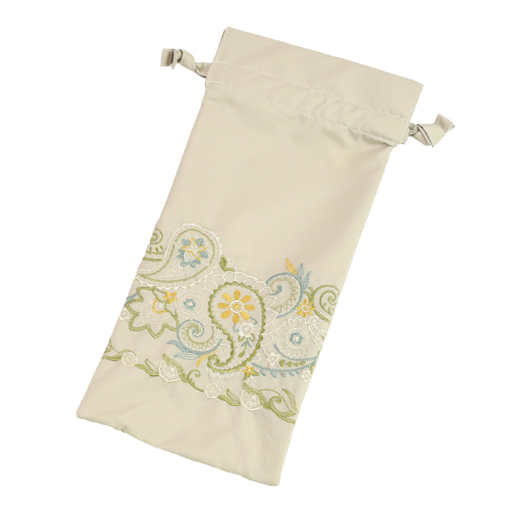 更紗ペーズリーオーガンジー カットワーク刺繍かわず張り 晴雨兼用ショート折日傘