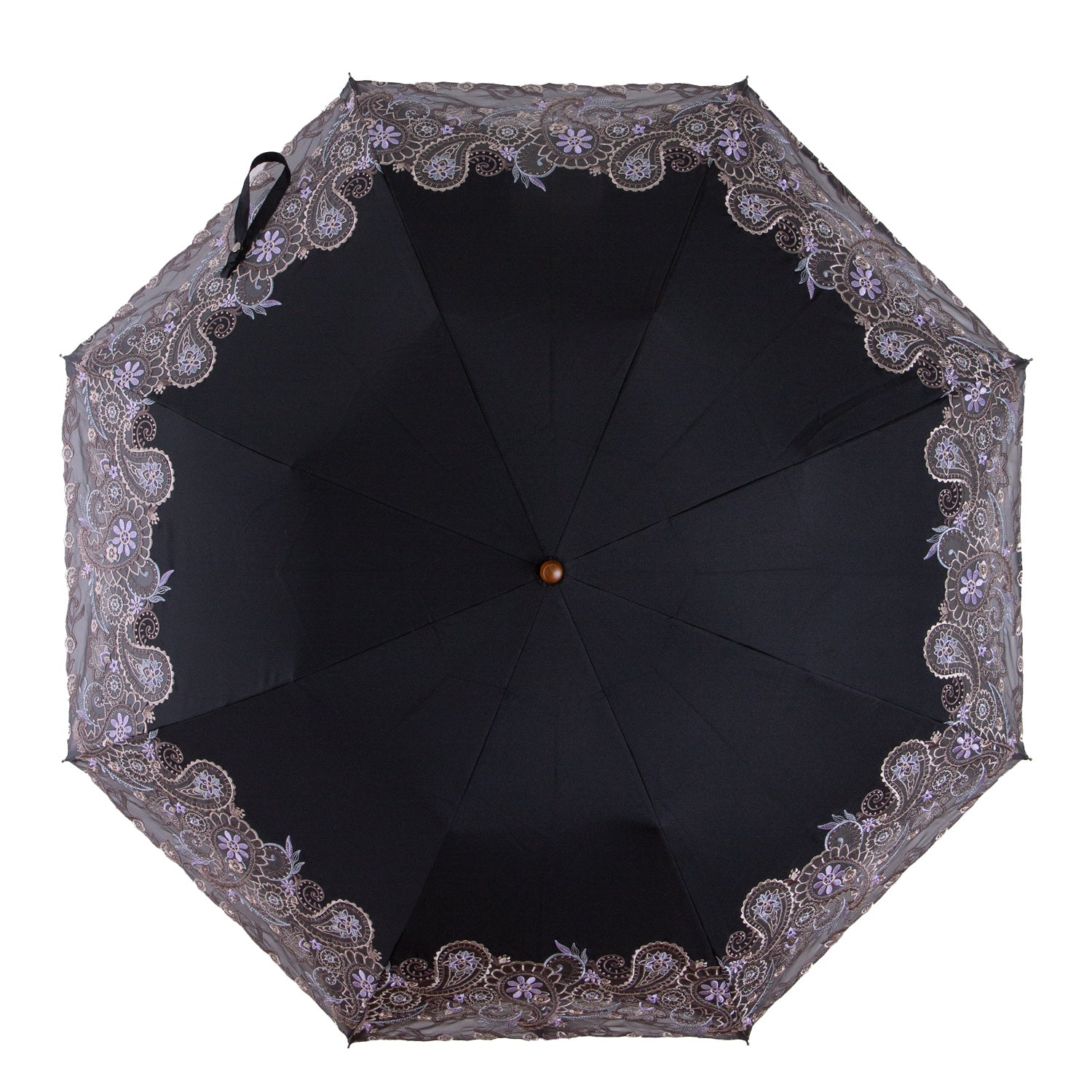 更紗ペーズリーオーガンジー カットワーク刺繍かわず張り 晴雨兼用ショート折日傘
