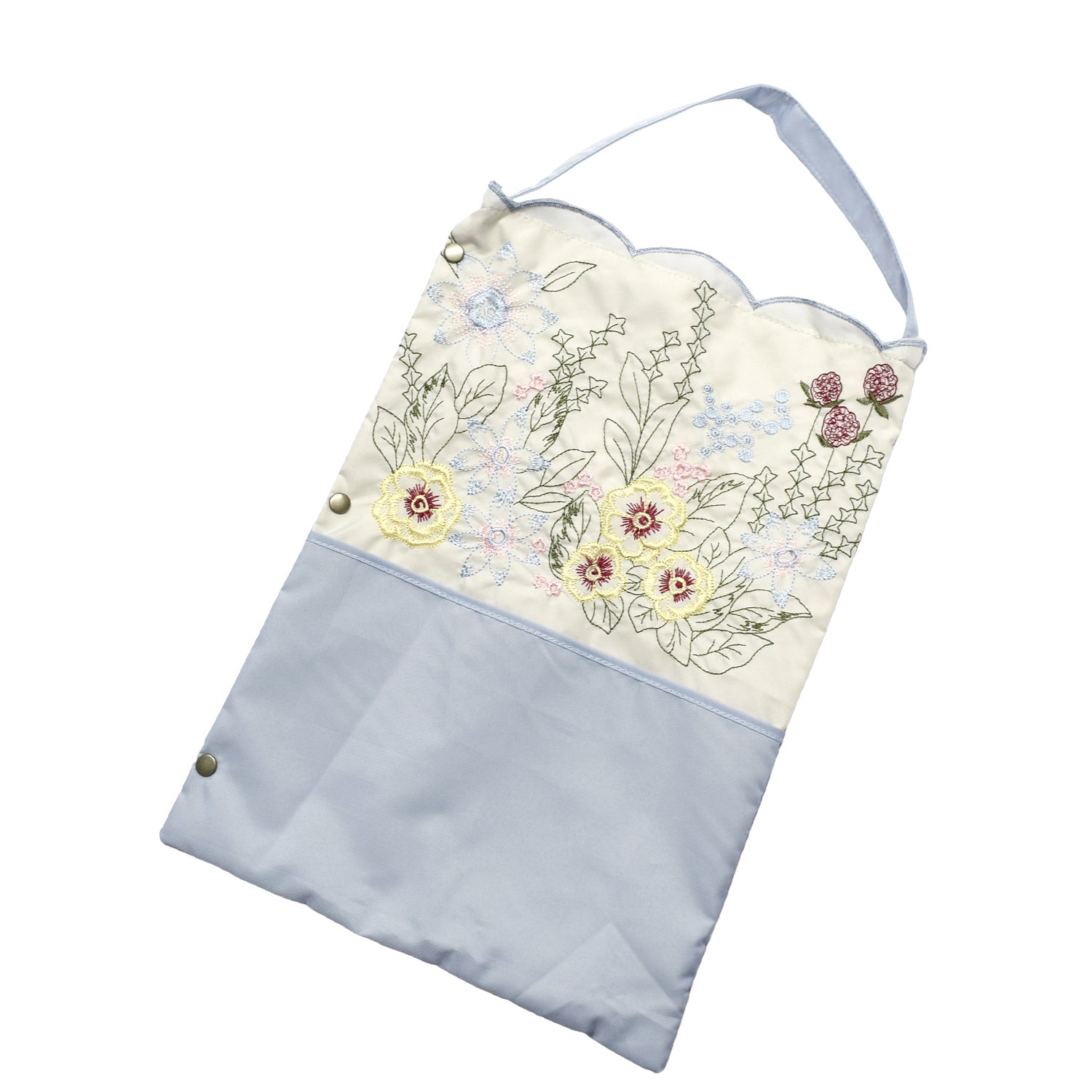花束みたいな刺繍 かわず張り晴雨兼用ショート折日傘