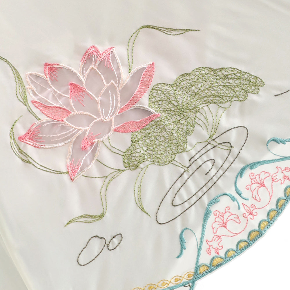 蓮花オーガンジーカットワーク刺繍かわず張り晴雨兼用 長日傘