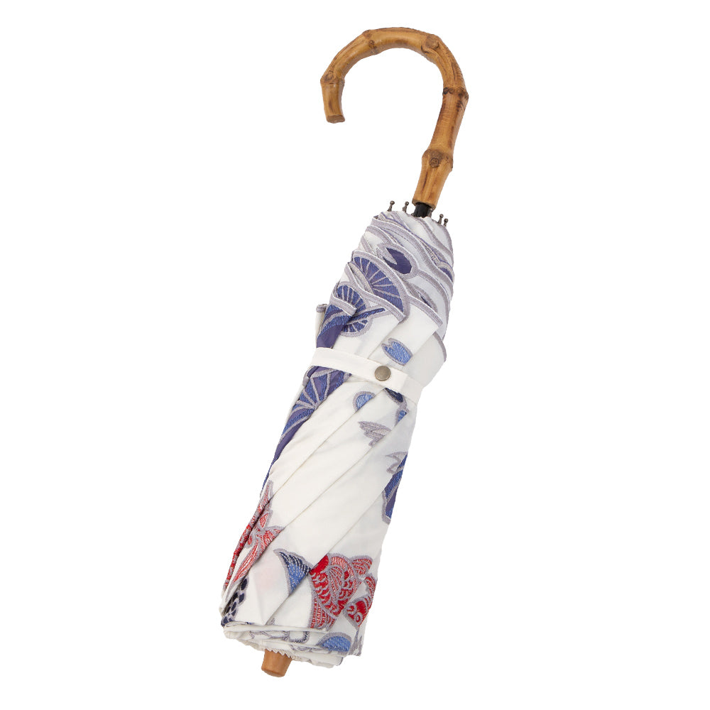 Kiyanサマーウォーターオーガンジーカットワーク刺繍 かわず張りショート折日傘