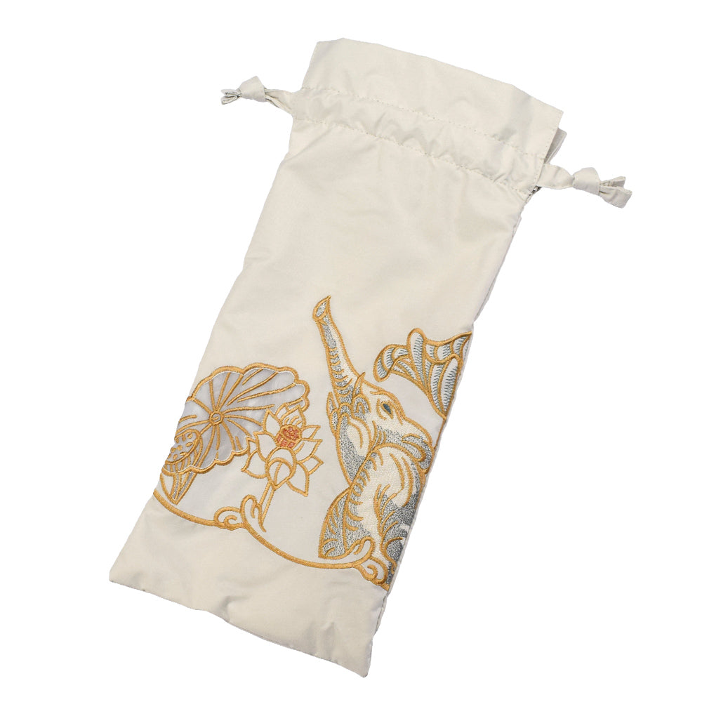 Kiyanホワイトエレファントオーガンジーカットワーク刺繍 かわず張りショート折日傘