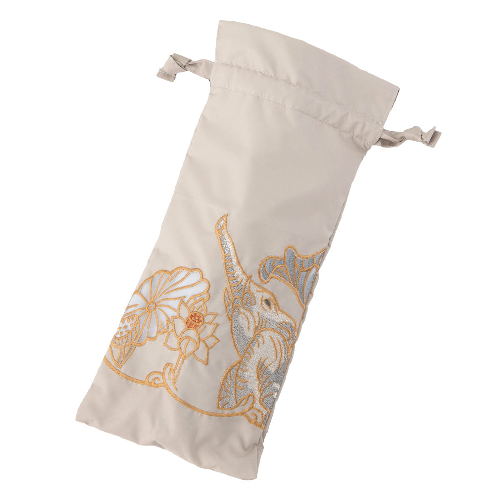 Kiyanホワイトエレファントオーガンジーカットワーク刺繍 かわず張りショート折日傘