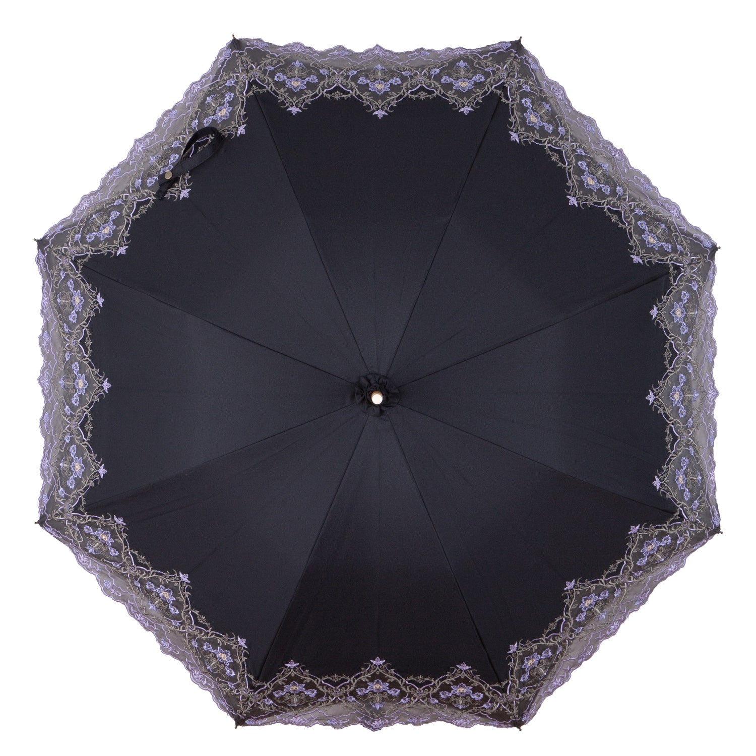 ダマスクオーガンジーカットワーク刺繍かわず張り晴雨兼用長日傘