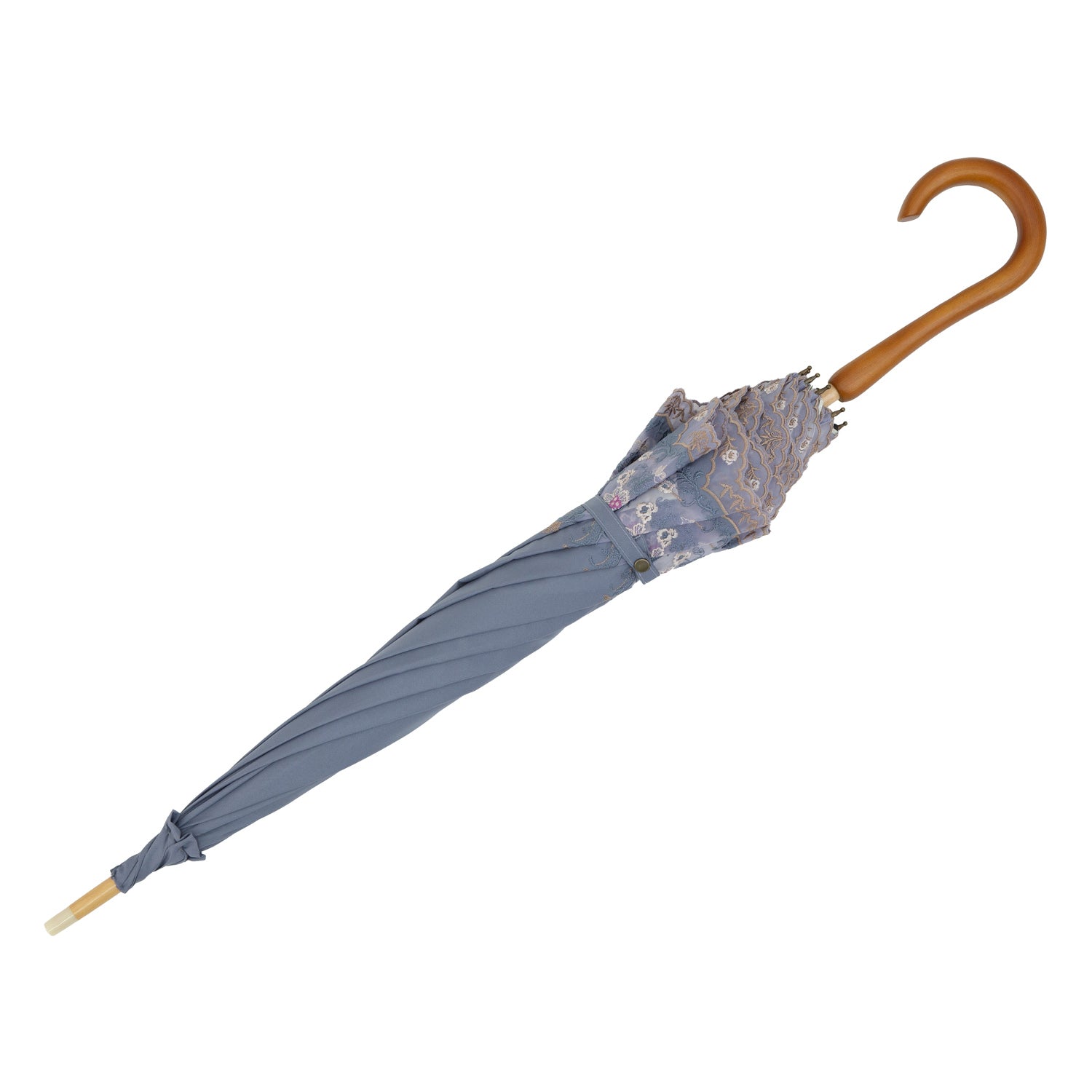 ダマスクオーガンジーカットワーク刺繍かわず張り晴雨兼用長日傘