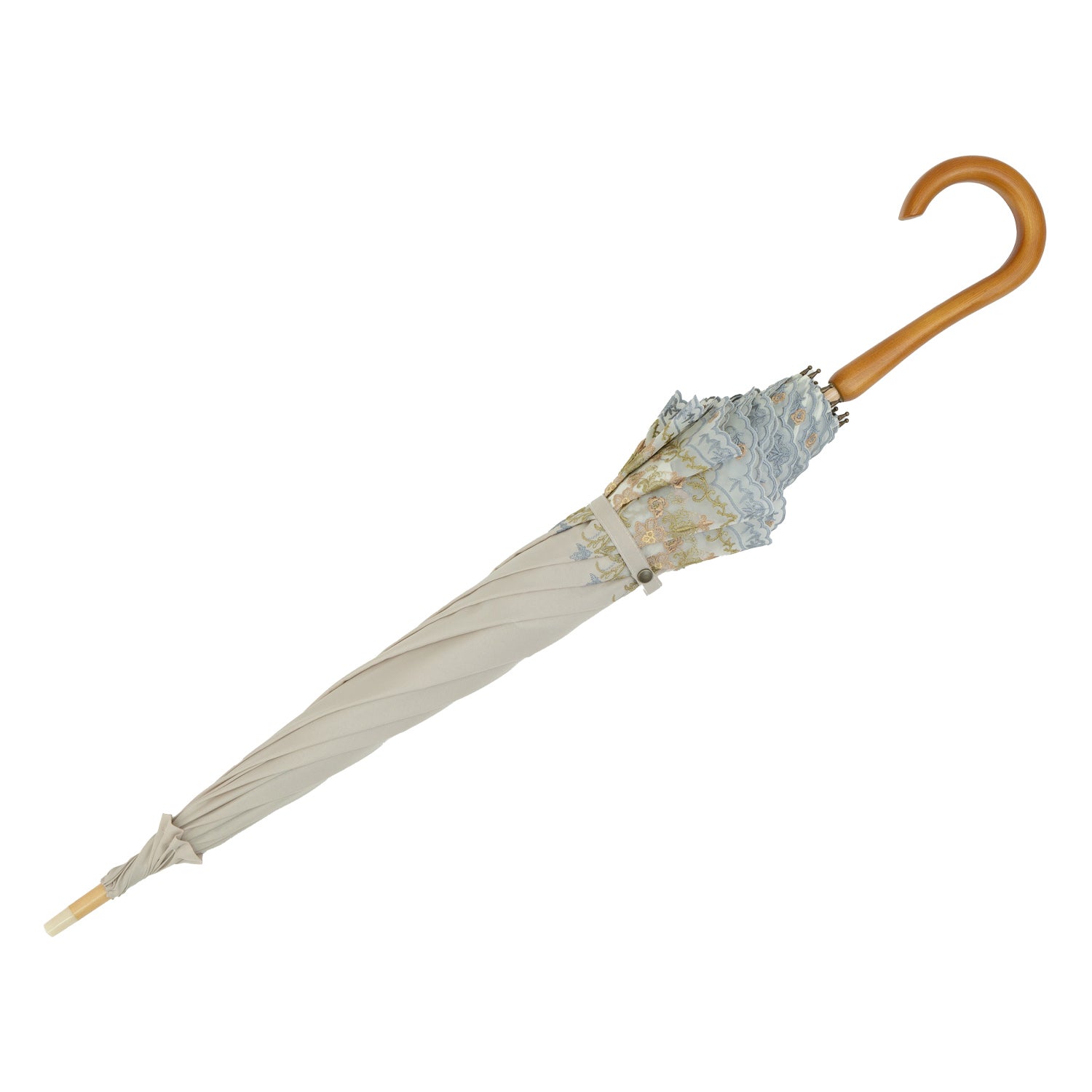 ダマスクオーガンジーカットワーク刺繍かわず張り晴雨兼用長日傘