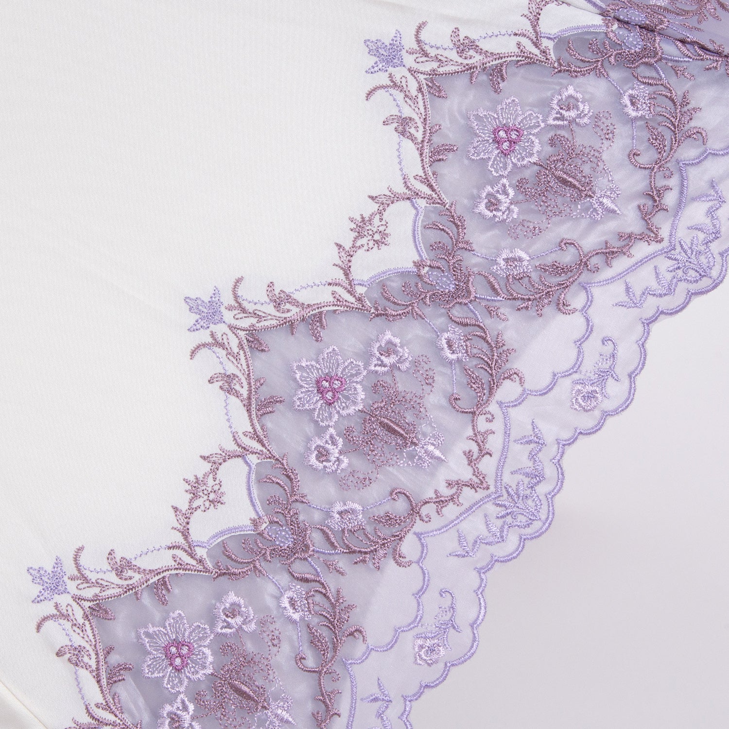 ダマスクオーガンジーカットワーク刺繍かわず張り晴雨兼用長日傘