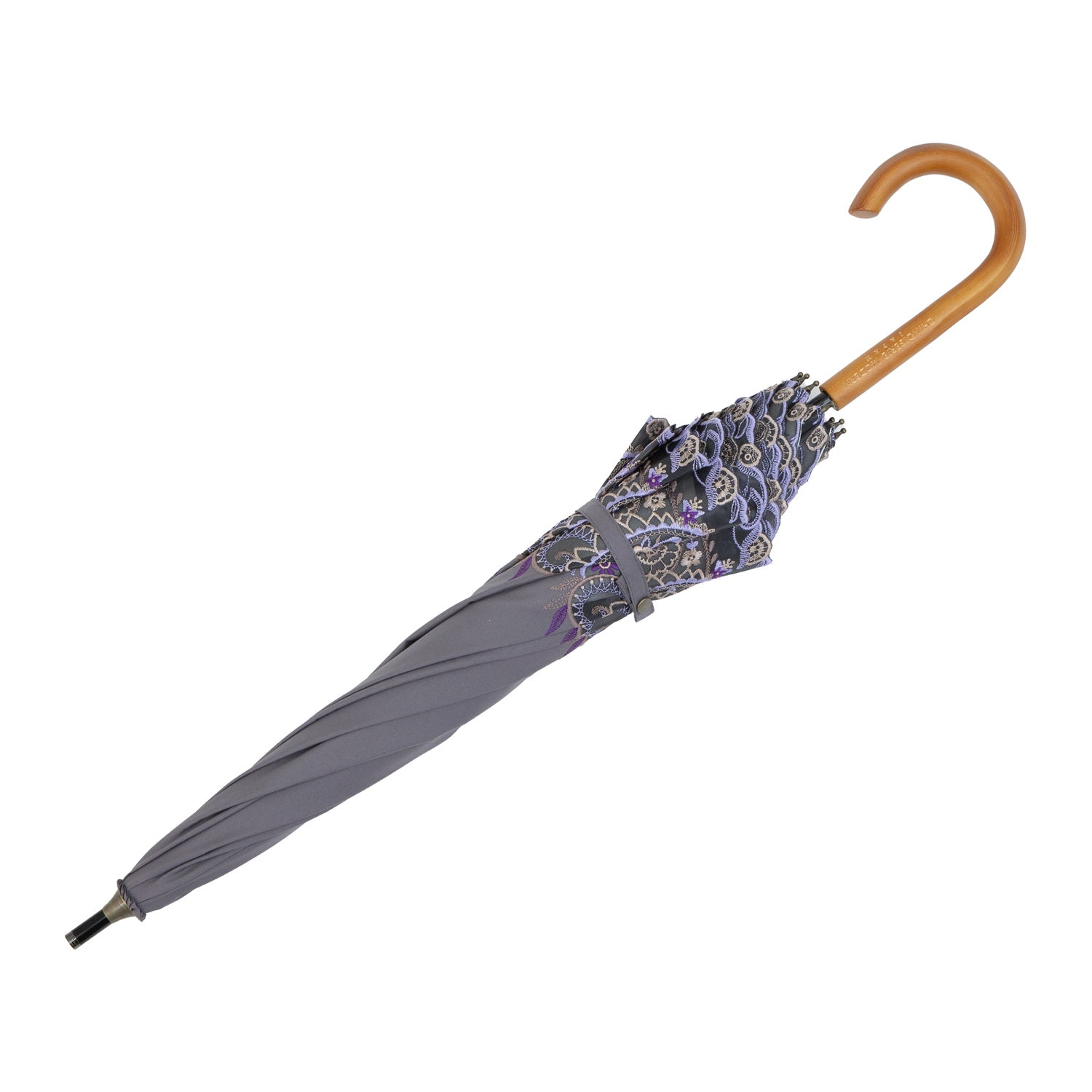 更紗ペイズリーオーガンジー カットワーク刺繍かわず張り 晴雨兼用ショート長日傘