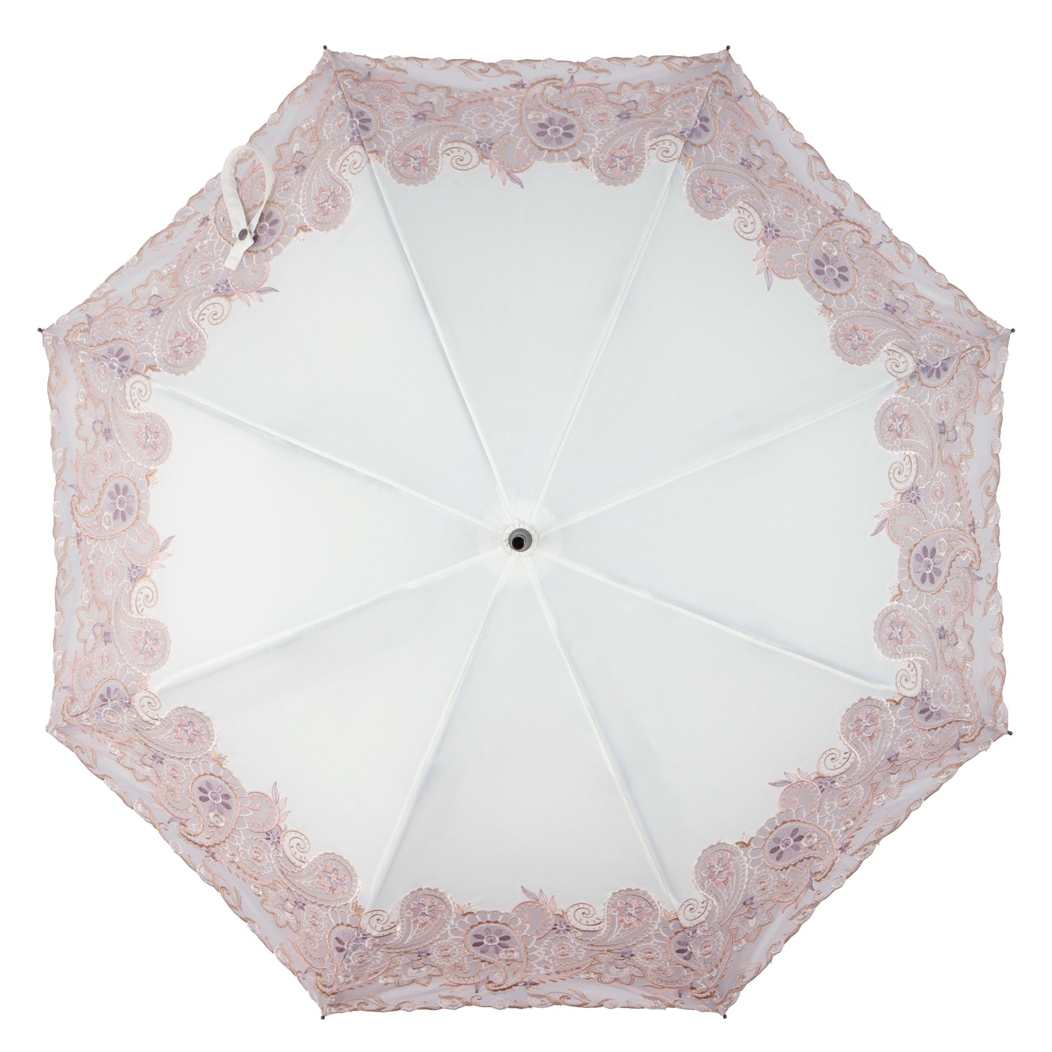 更紗ペイズリーオーガンジー カットワーク刺繍かわず張り 晴雨兼用ショート長日傘