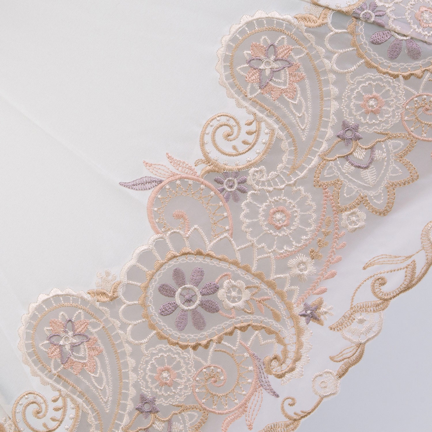 更紗ペイズリーオーガンジー カットワーク刺繍かわず張り 晴雨兼用ショート長日傘