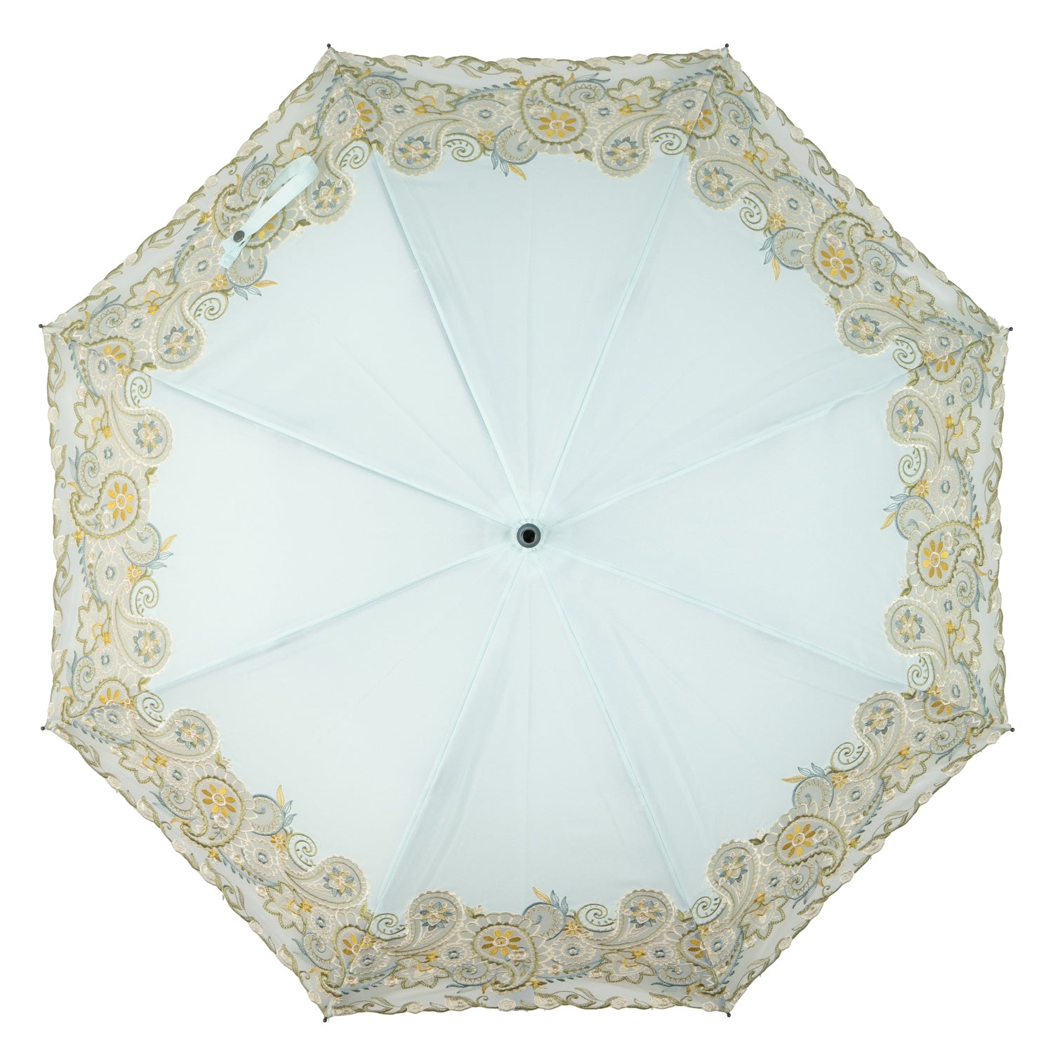 更紗ペイズリーオーガンジー カットワーク刺繍かわず張り 晴雨兼用ショート長日傘
