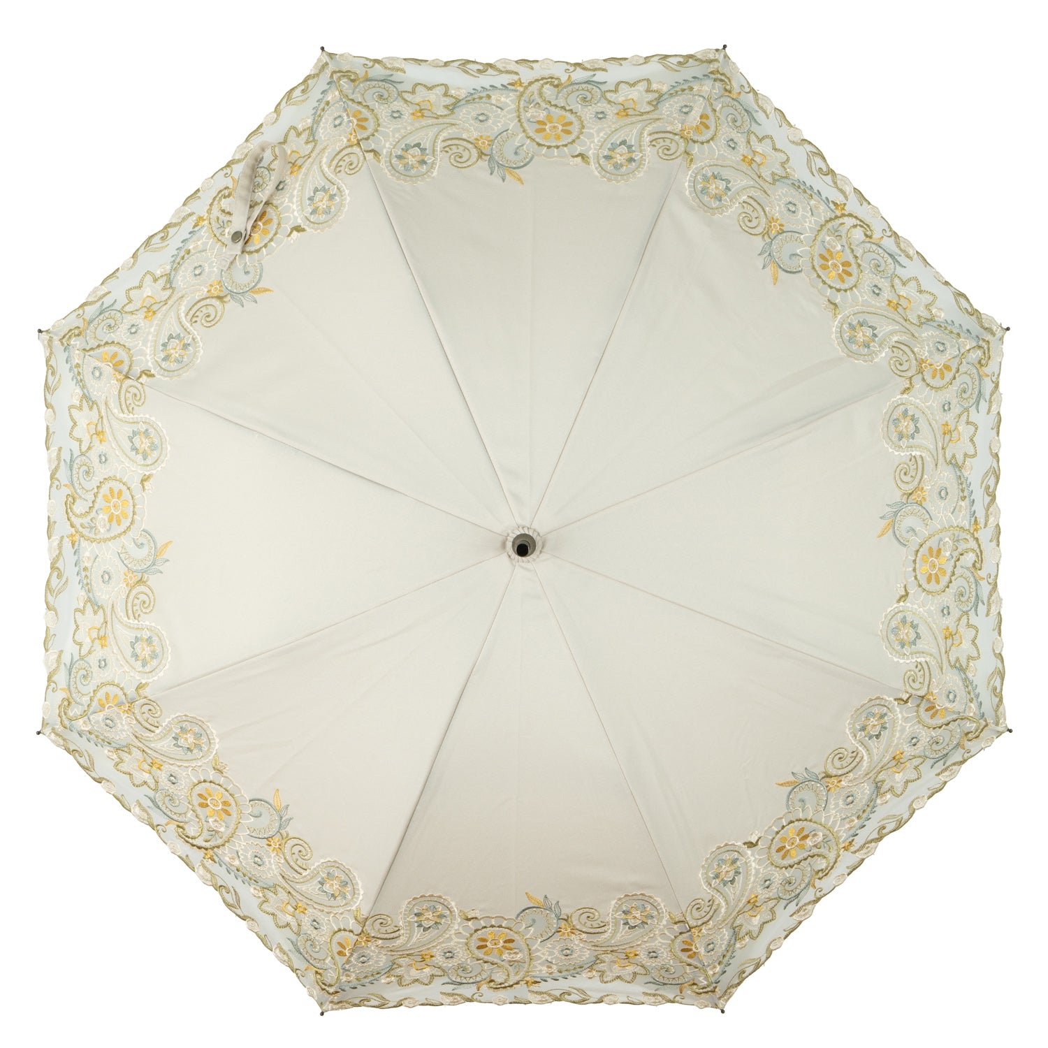 更紗ペイズリーオーガンジー カットワーク刺繍かわず張り 晴雨兼用ショート長日傘