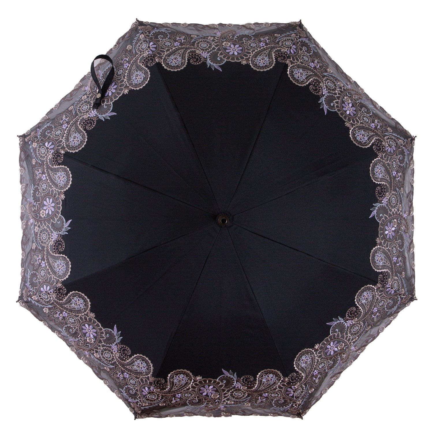 更紗ペイズリーオーガンジー カットワーク刺繍かわず張り 晴雨兼用ショート長日傘