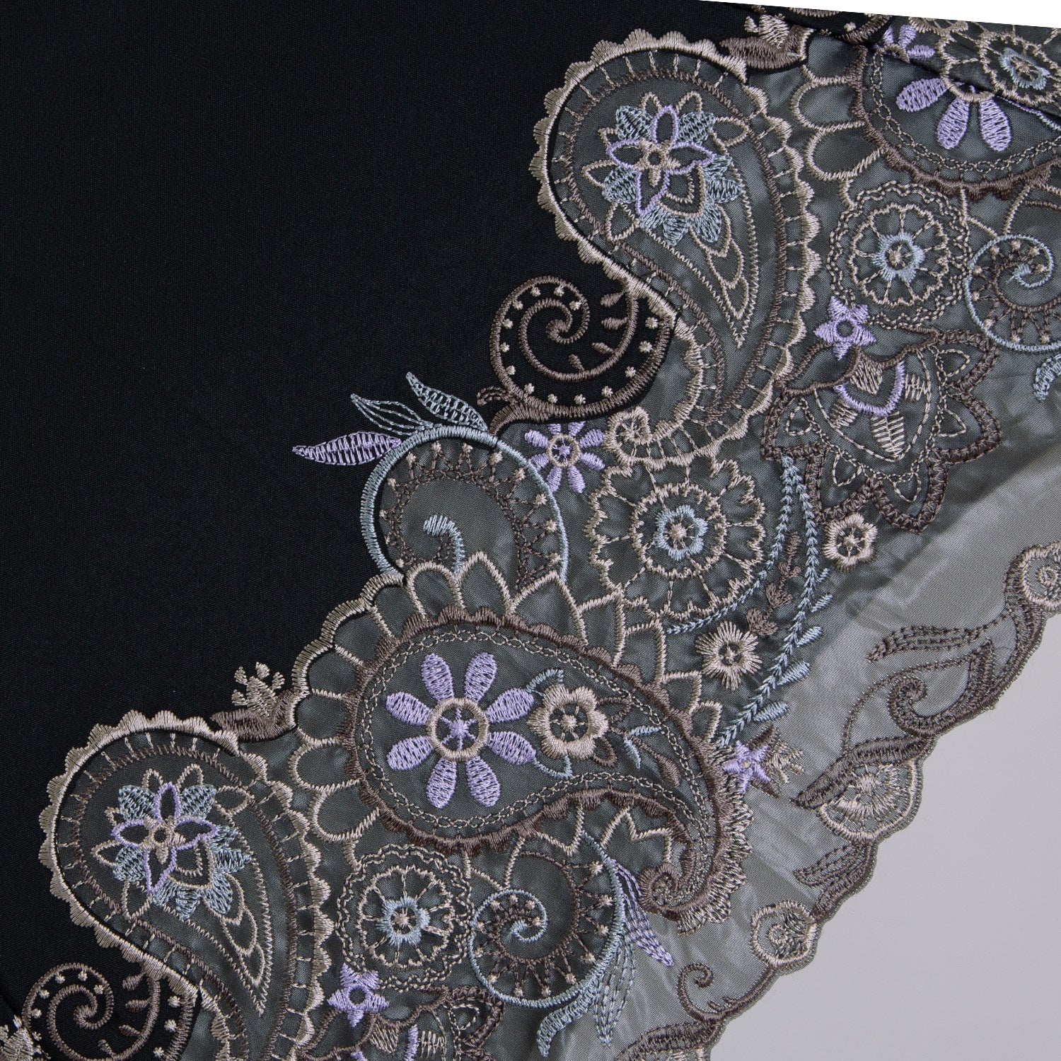 更紗ペイズリーオーガンジー カットワーク刺繍かわず張り 晴雨兼用ショート長日傘