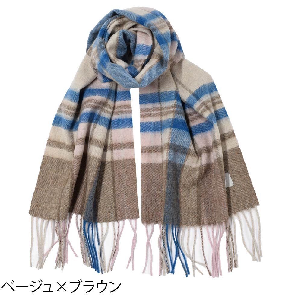 ウール100% チェックソフトウールマフラー