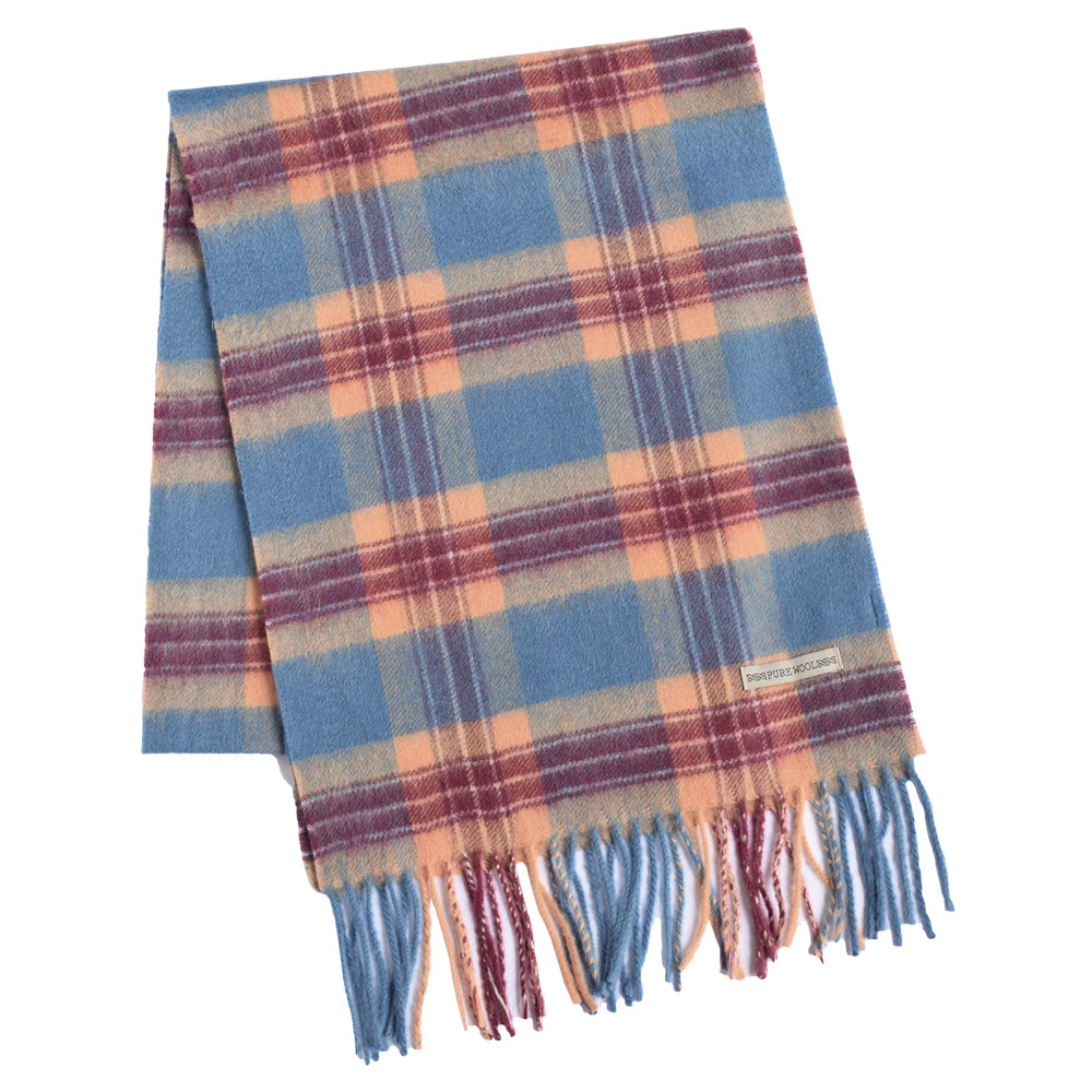 ウール100% チェックソフトウールマフラー