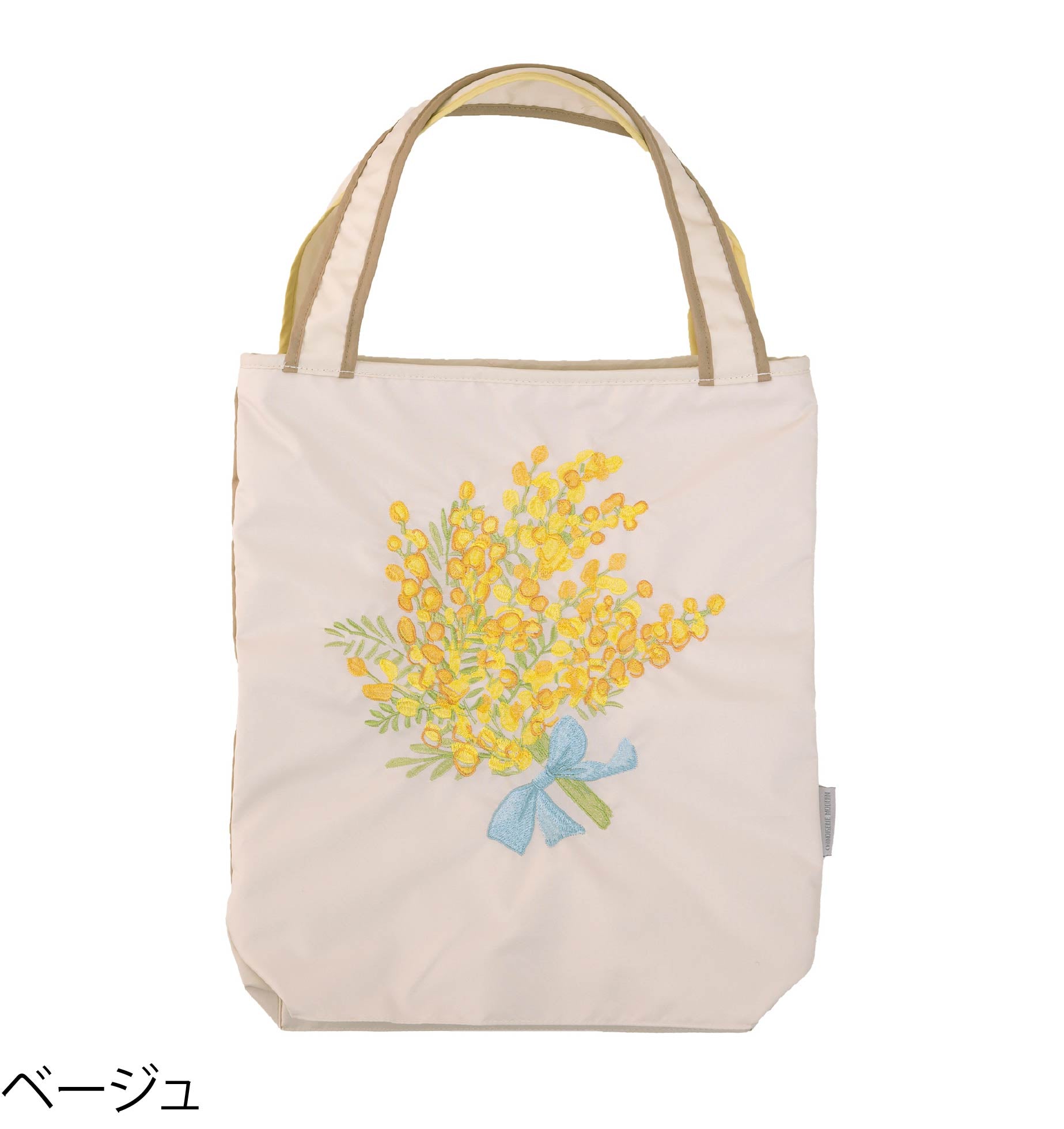 ミモザ刺繍 防水・撥水トートバッグ