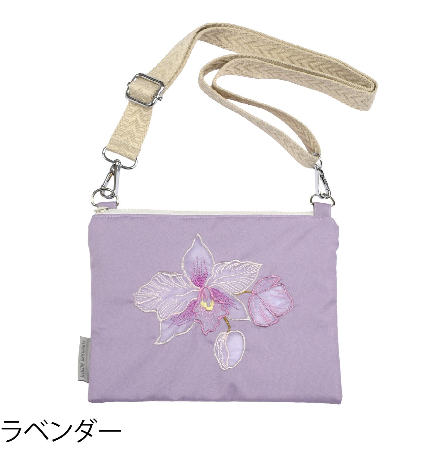 蘭花オーガンジー刺繍 防水・撥水サコッシュ