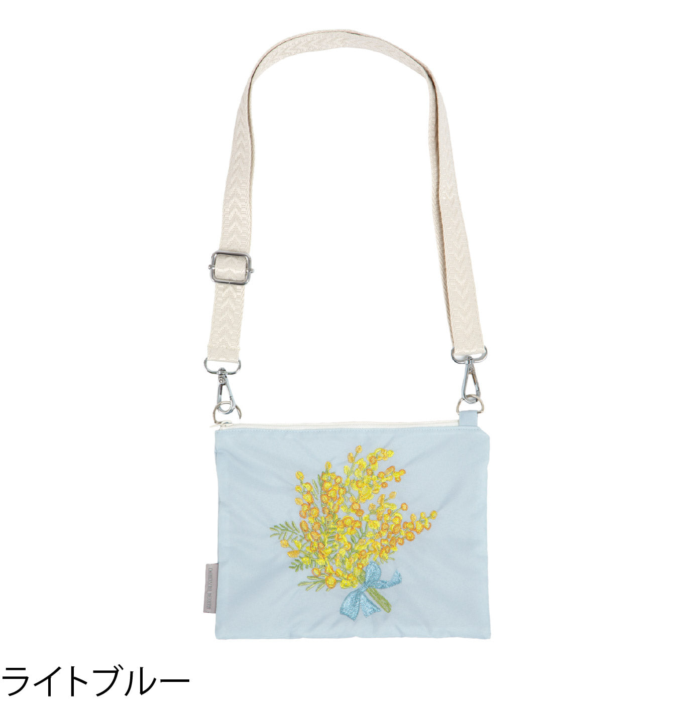 ミモザ刺繍 防水・撥水サコッシュ