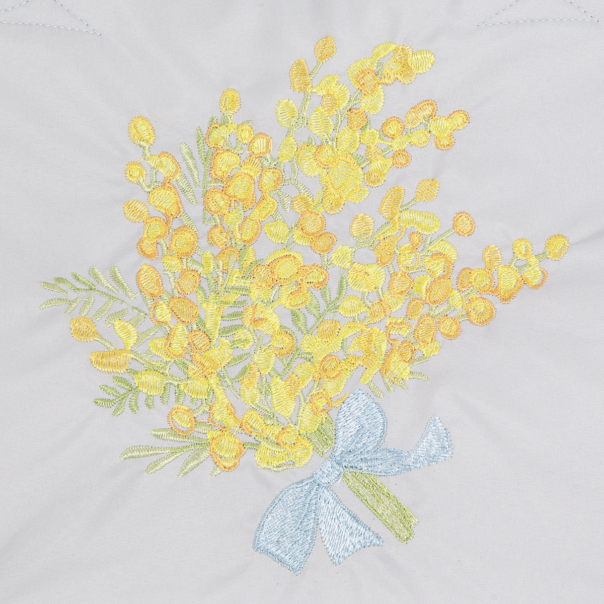 ミモザ刺繍 防水・撥水ショルダートートバッグ