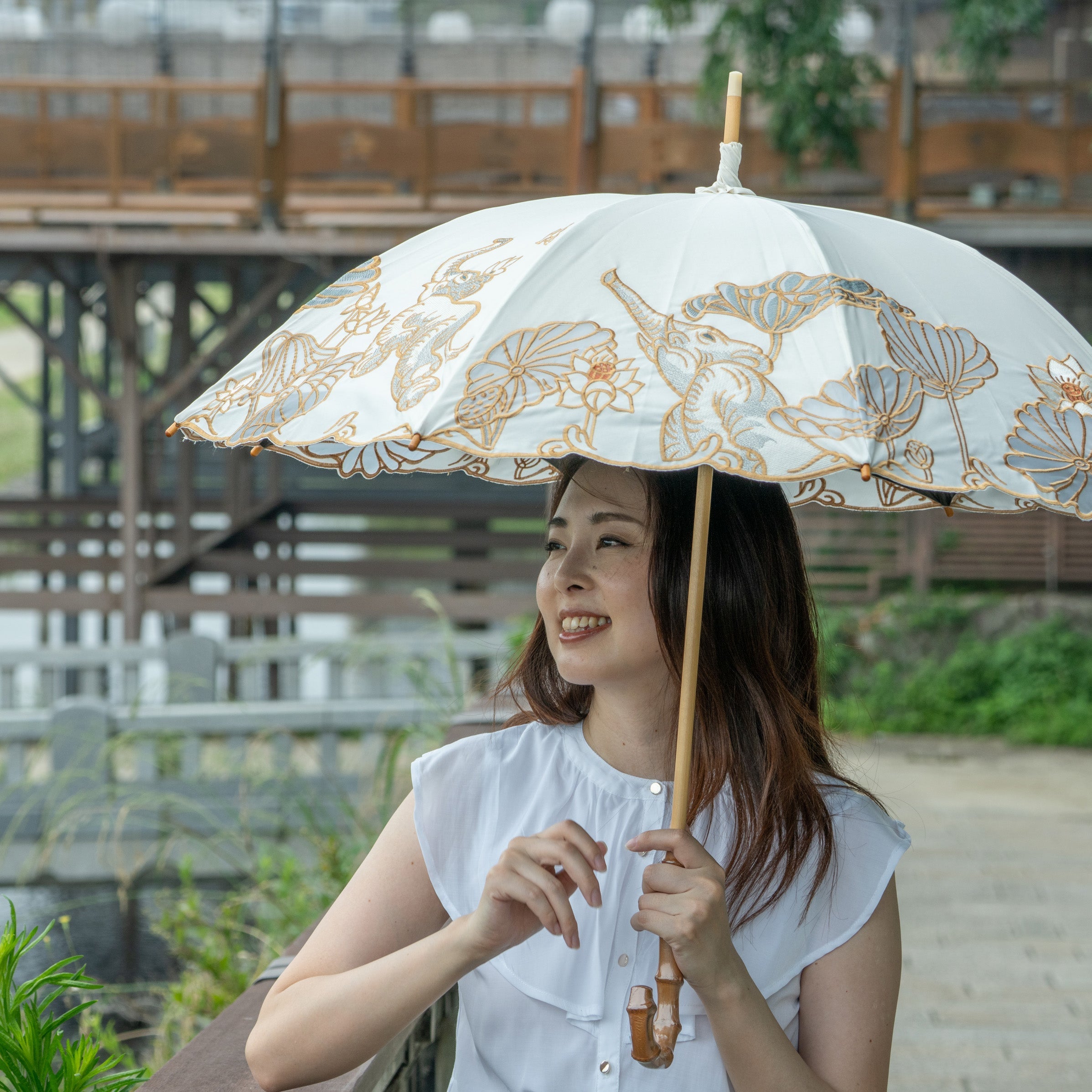 シノワズリーモダン京都／女優日傘（かわず張り・刺しゅう）