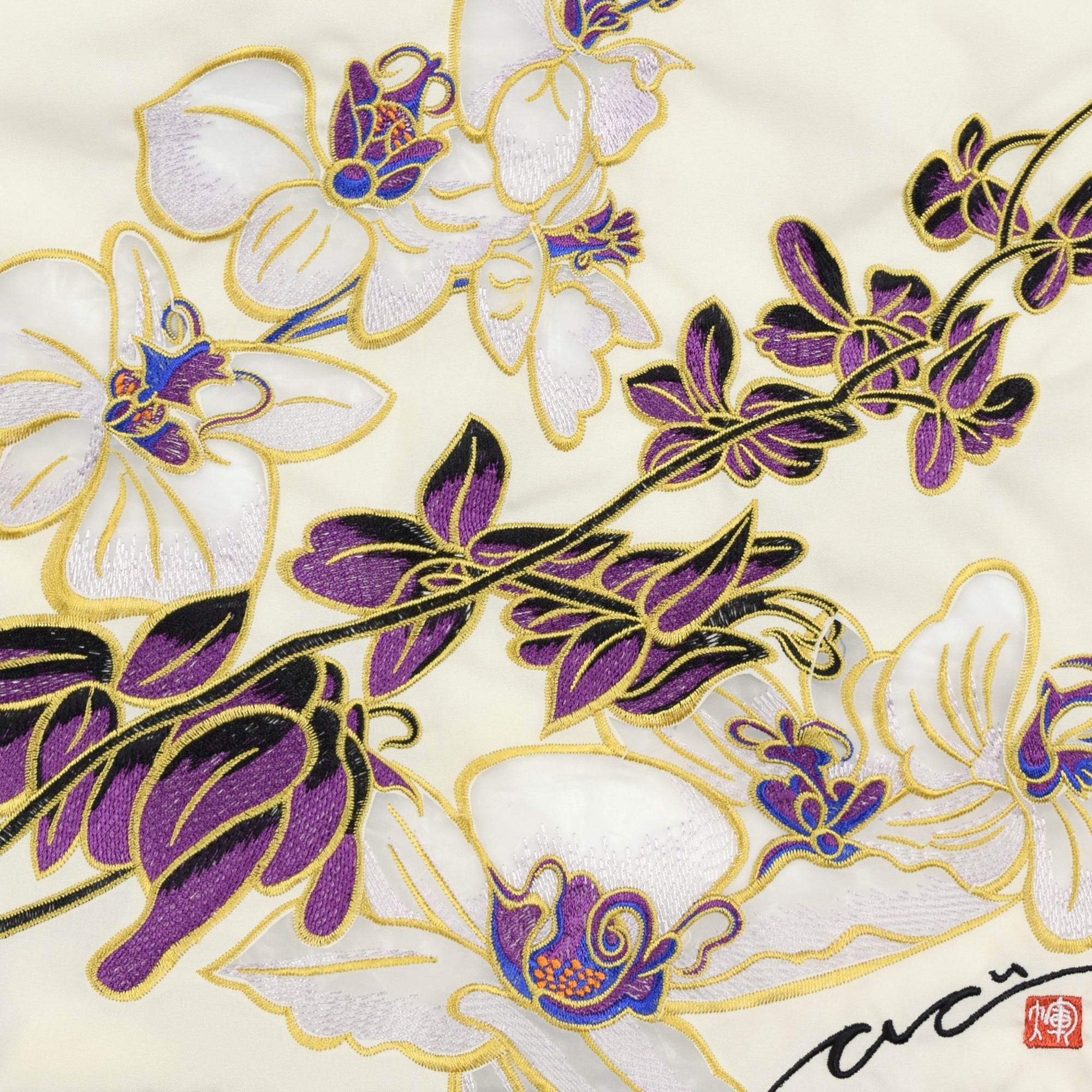 キーヤン 胡蝶蘭カットワーク刺繍 防水・撥水トートバッグ