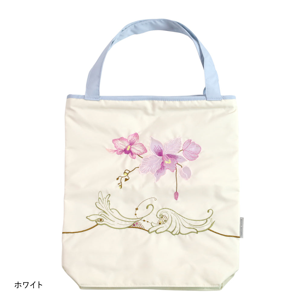 蘭花オーガンジー刺繍 防水・撥水トートバッグ