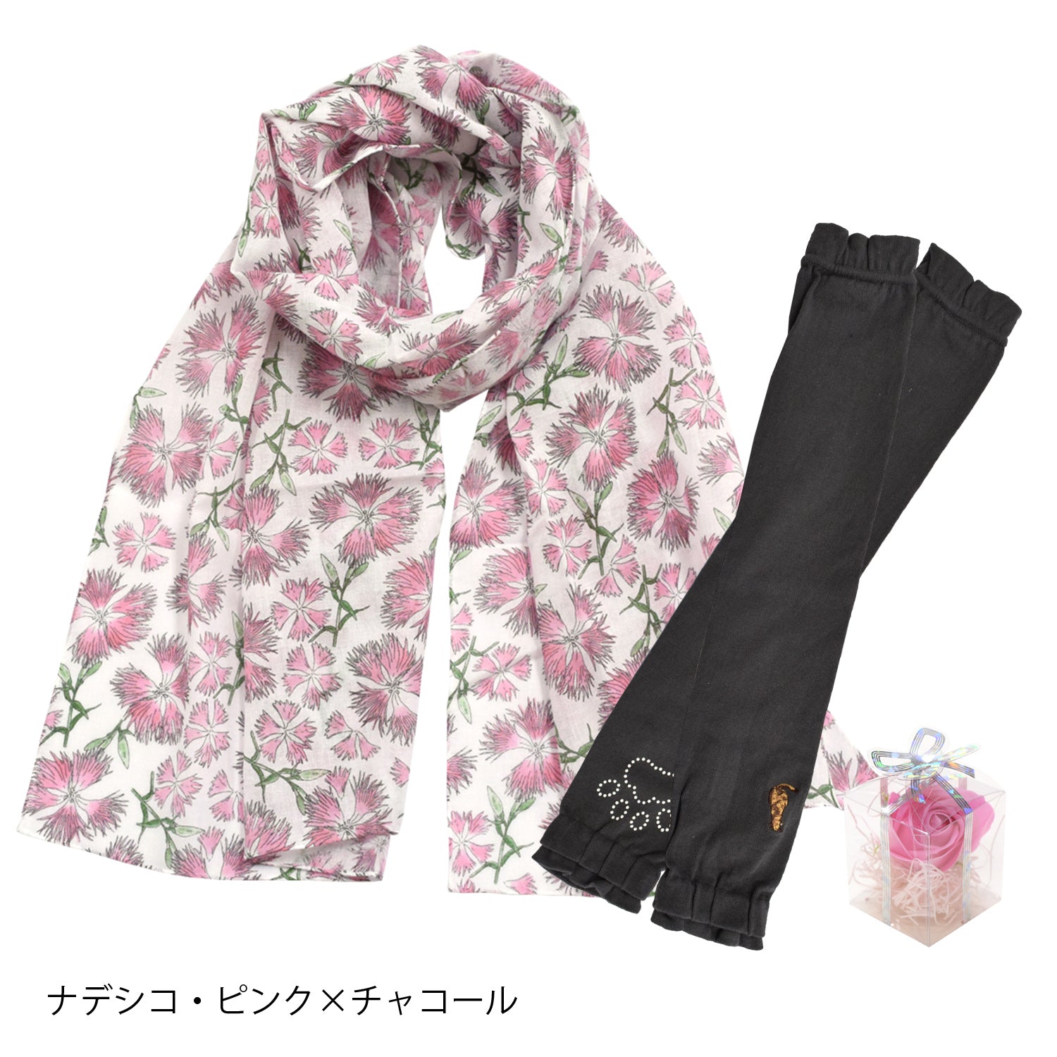 日本製 コットン100％ UVケアストール＆UVカットグローブ＆サボンフラワーセット