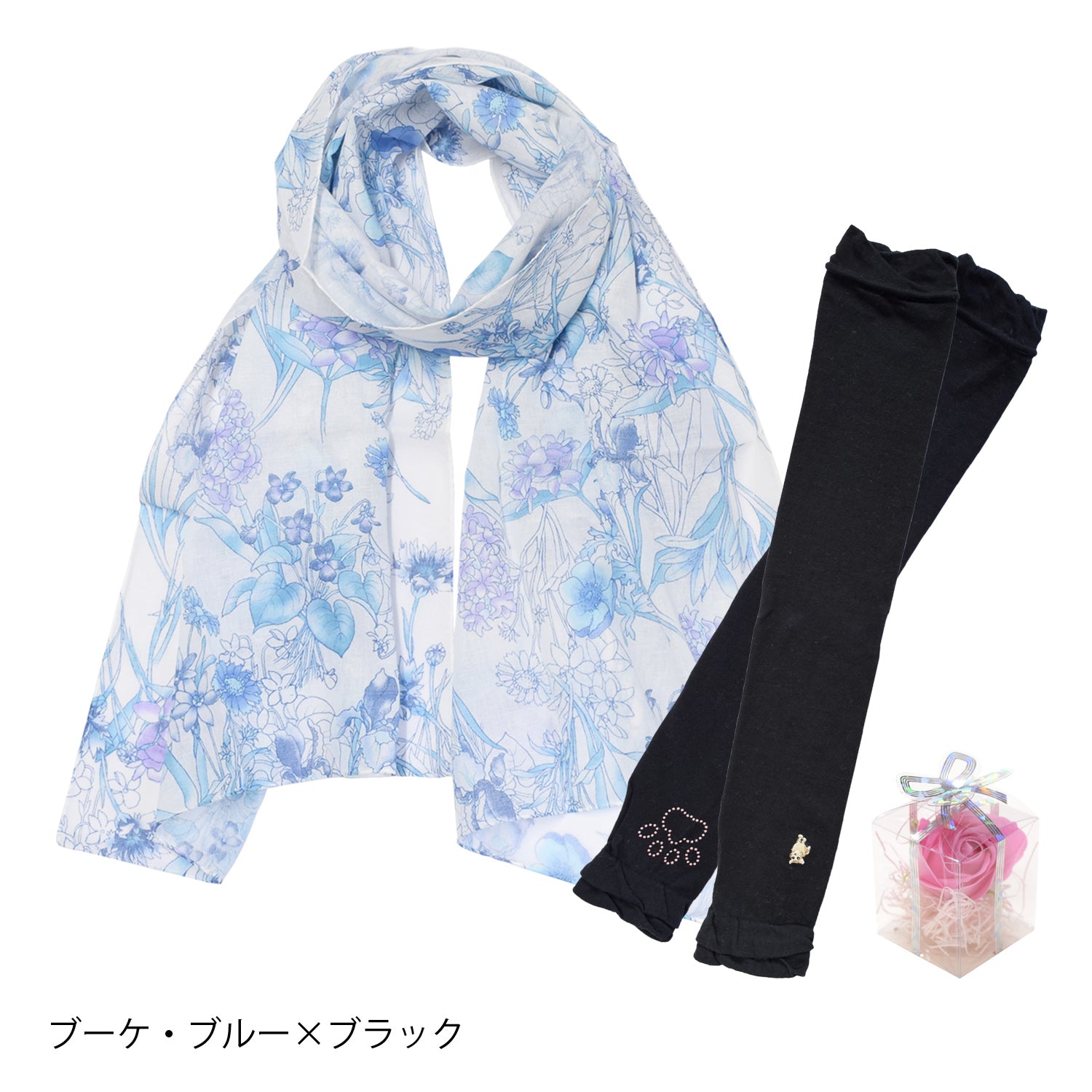 日本製 コットン100％ UVケアストール＆UVカットグローブ＆サボンフラワーセット